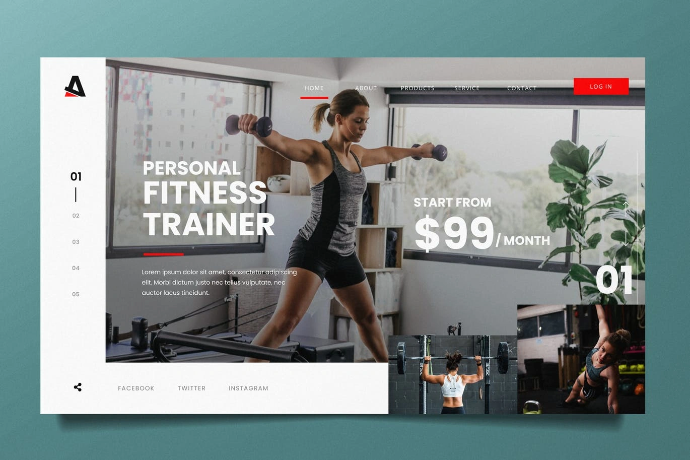 健身房训练网页标题设计PSD和AI矢量模板 Gym Training Web Header PSD and AI Vector Template