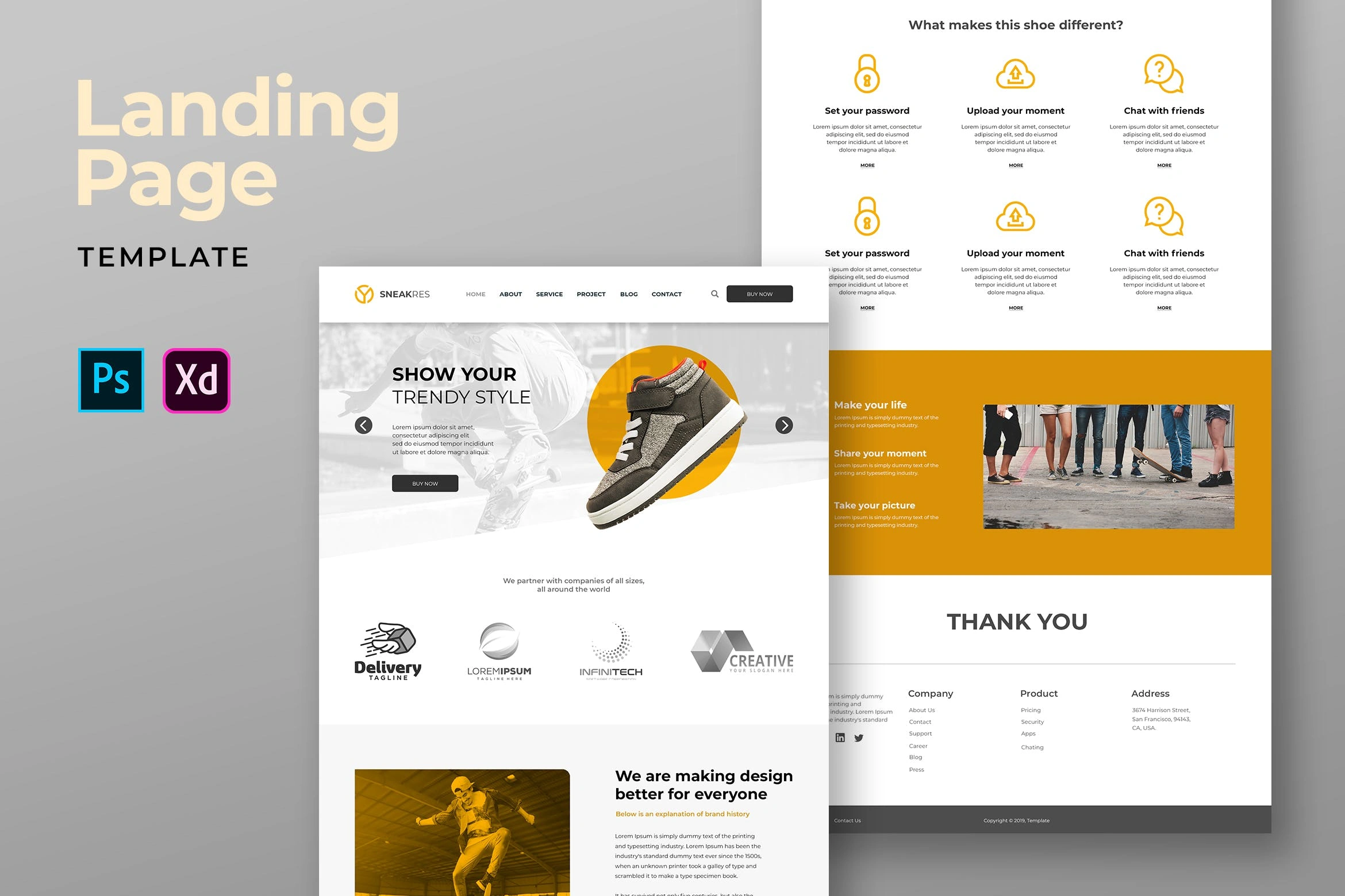鞋类电子商务网站着陆页设计模板 Foodwear Ecommerce Landing Pages