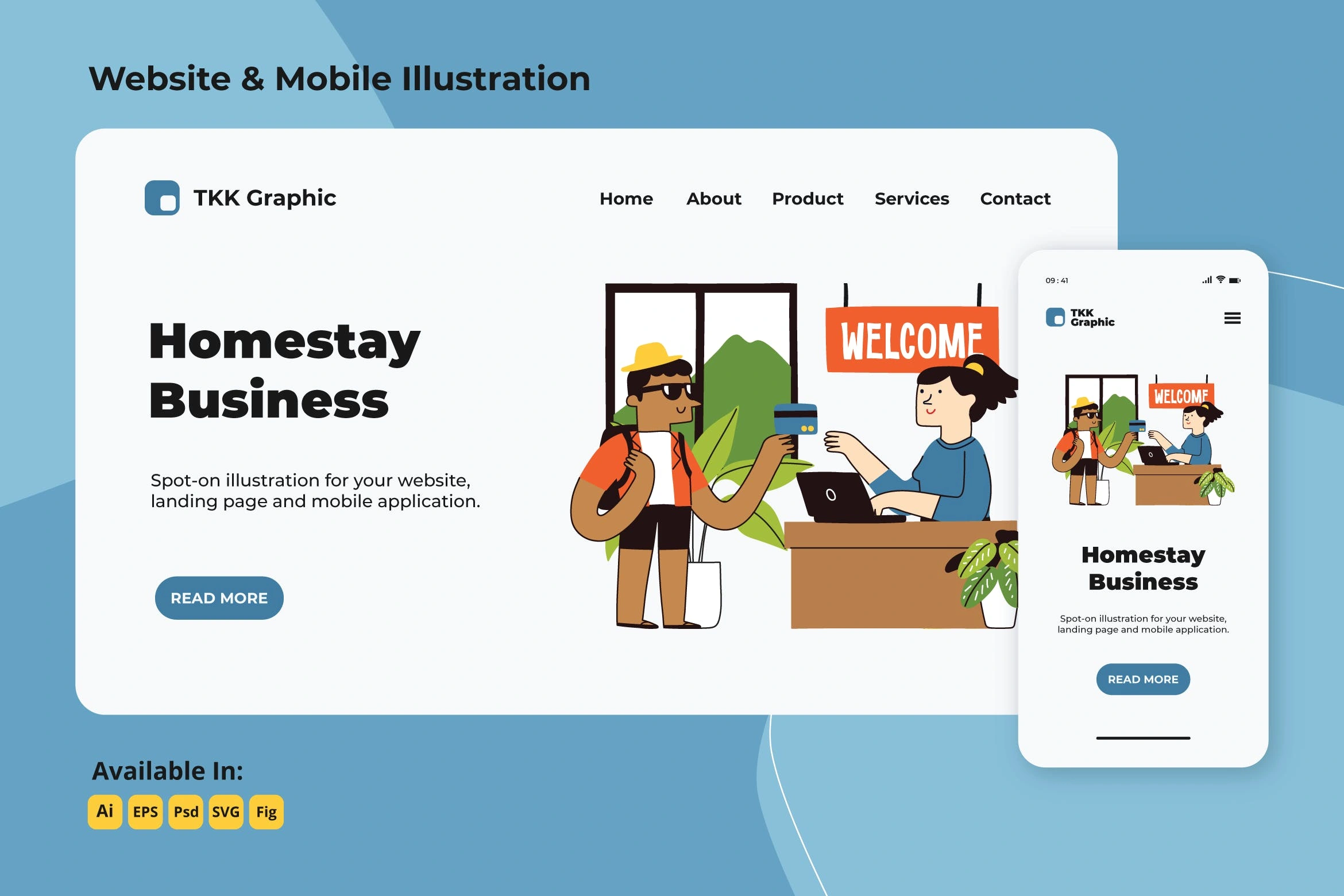 酒店预订场景响应式网站首页UI设计模板 Homestay reservation web and mobile