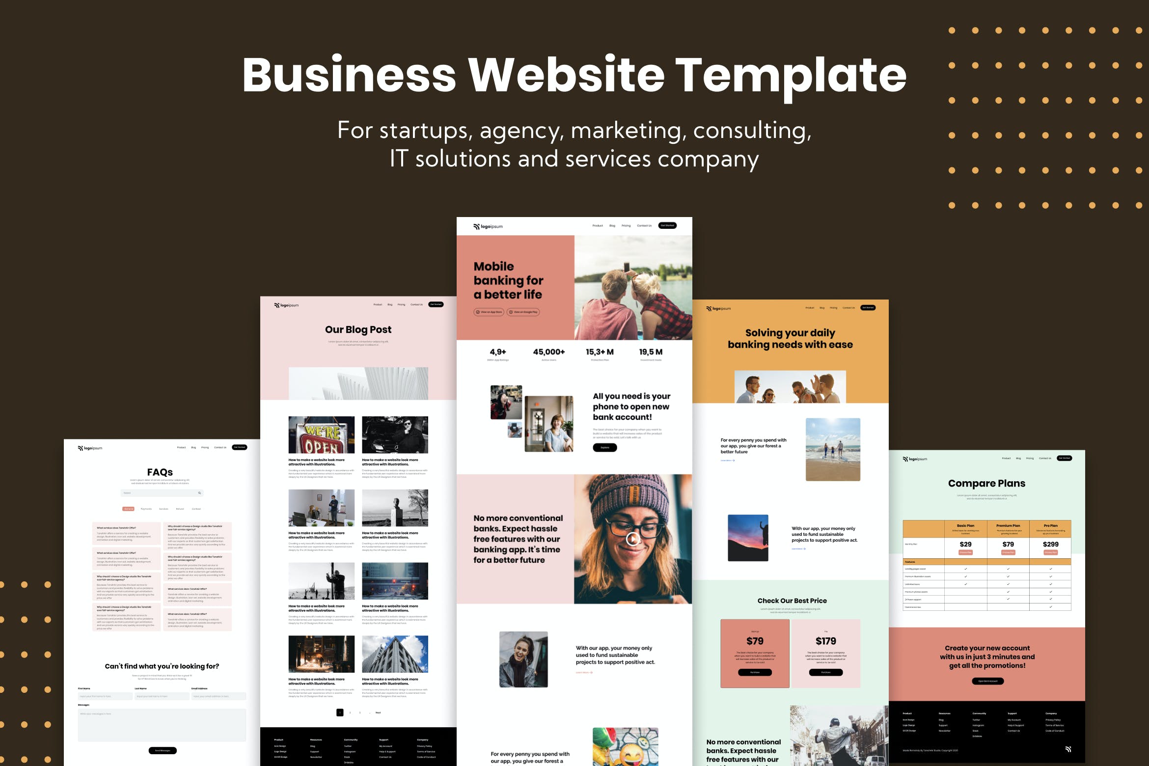 it解决方案服务公司网站ui设计模板 corporate business website template