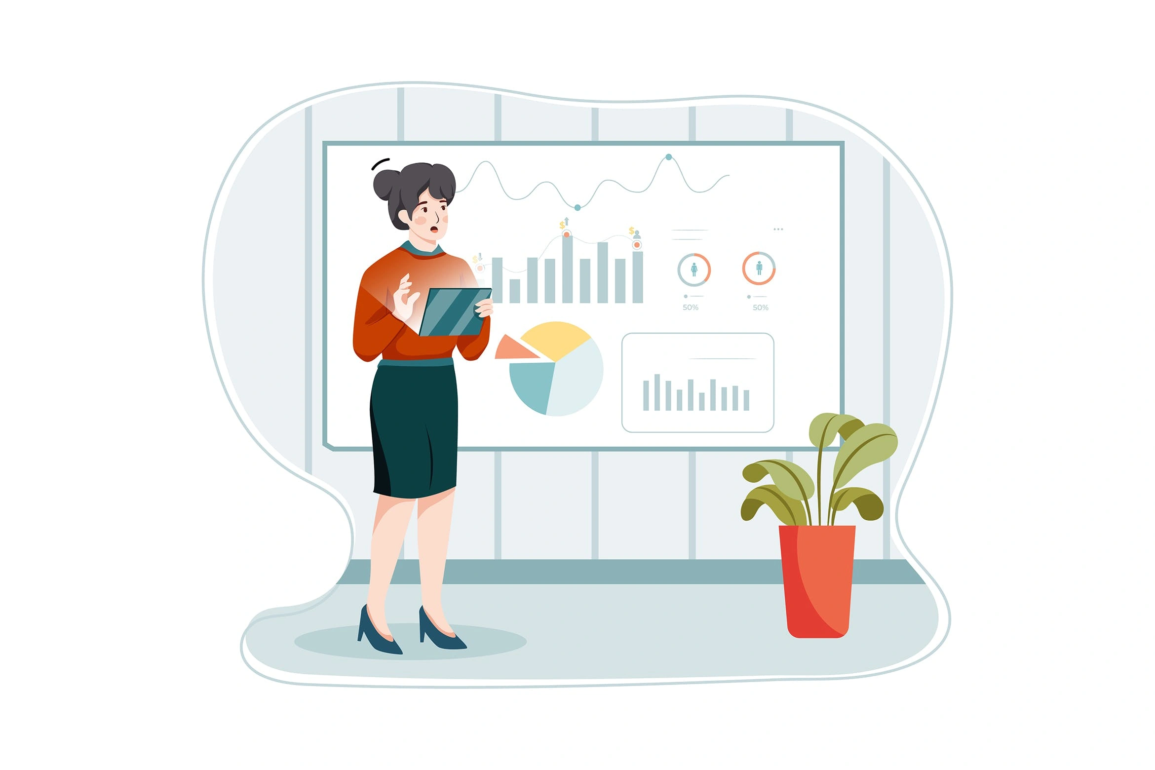 业务分析概念插画矢量素材 Business Analysis Illustration concept