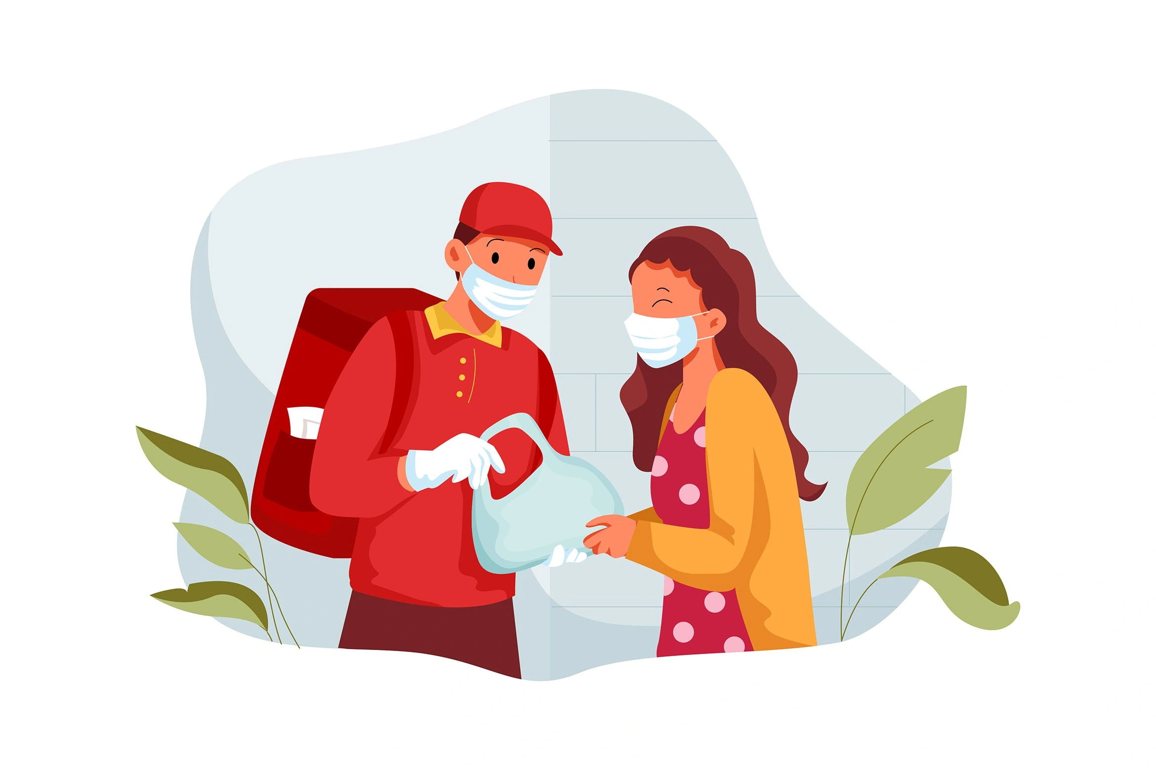 食品交付概念插画矢量素材 Food Delivery Illustration concept