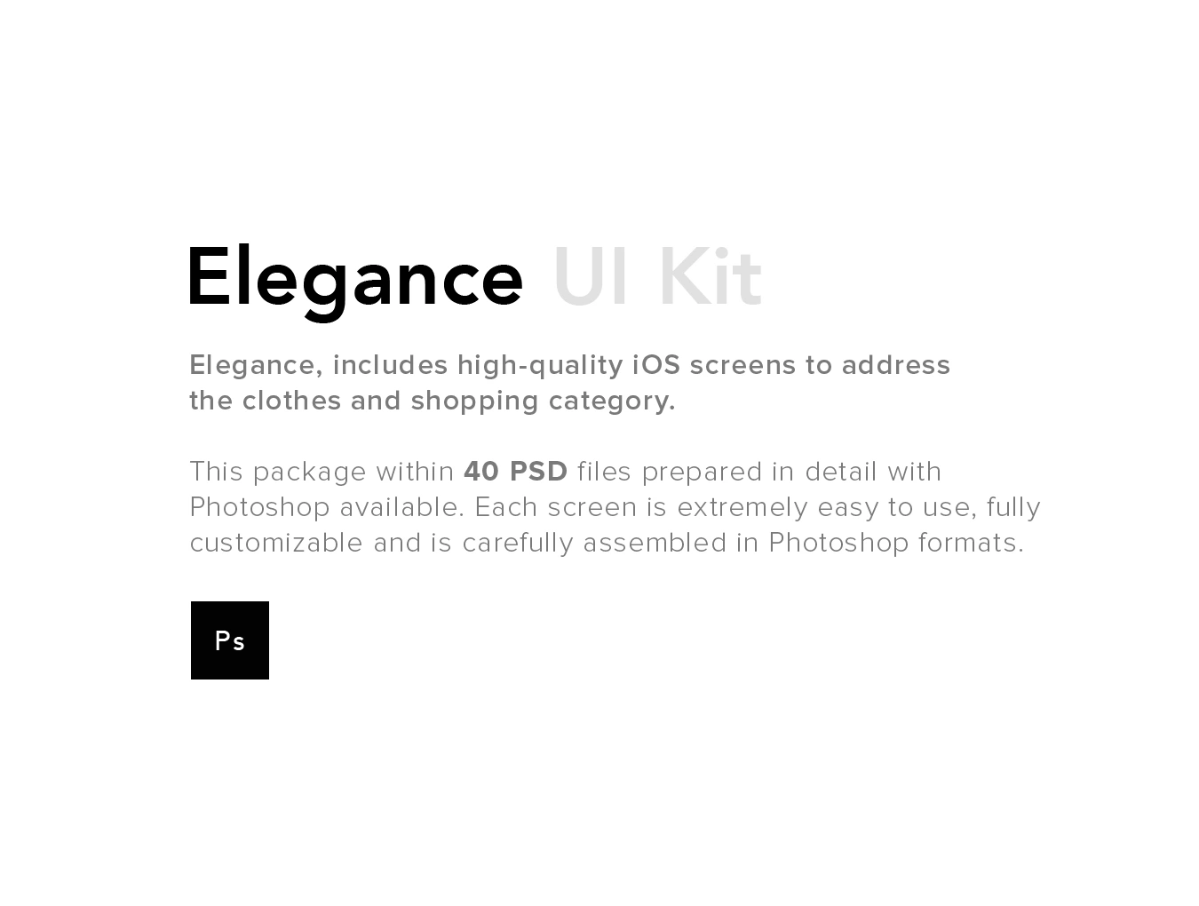 Elegance iOS UI Kit黑白优雅知性电商购物iOSAppUI设计元素组件图标规范模版