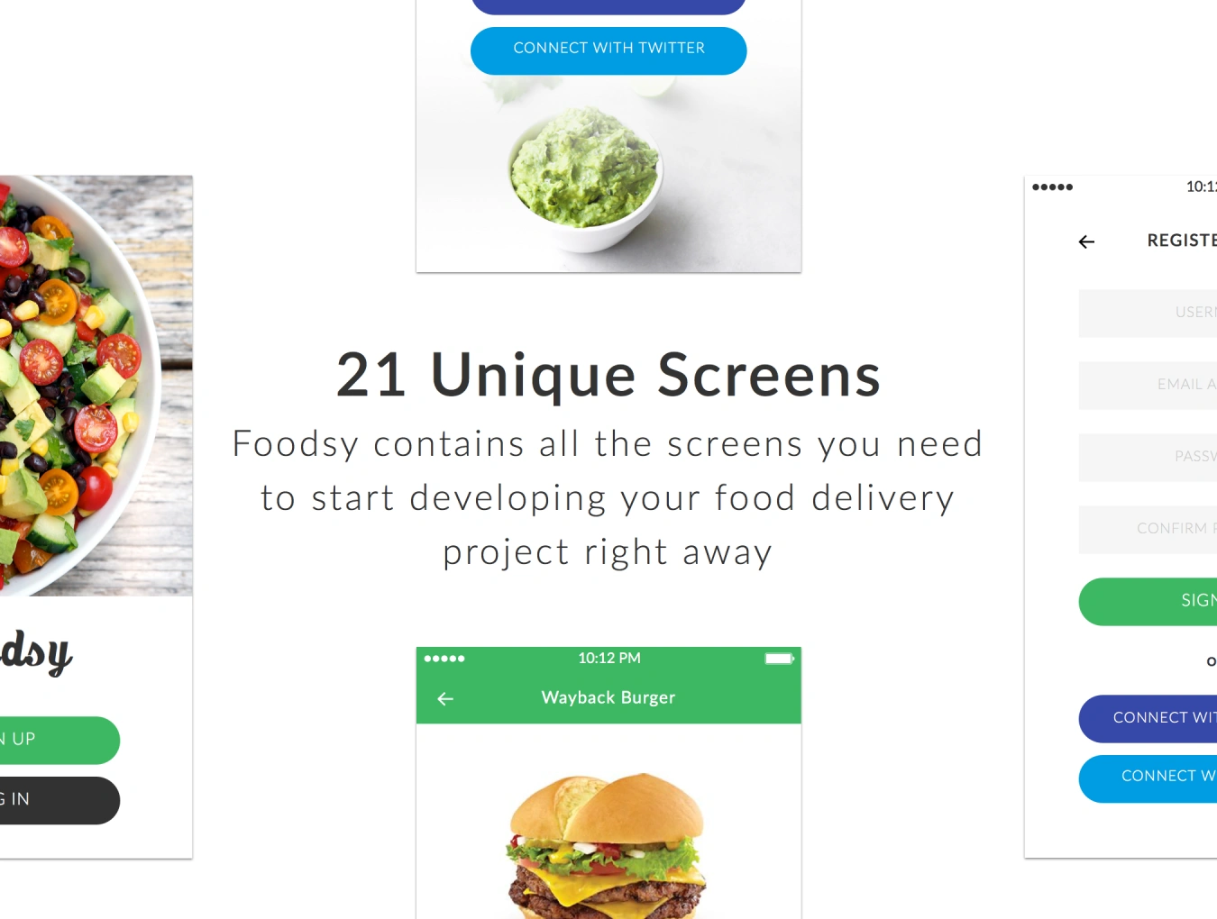 Foodsy Mobile UI Kit 烘培烹饪点餐外卖食品配送APPUI设计组件元素图标素材库模版