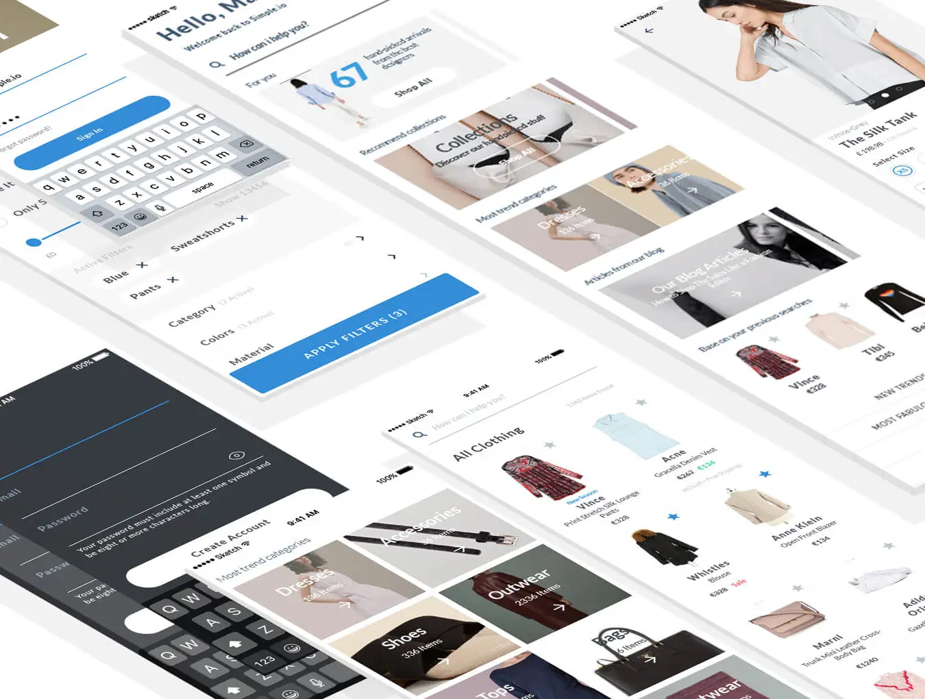 White & Bold Mobile UI Kit电商购物表单AppUI设计元素组件素材库图标模版