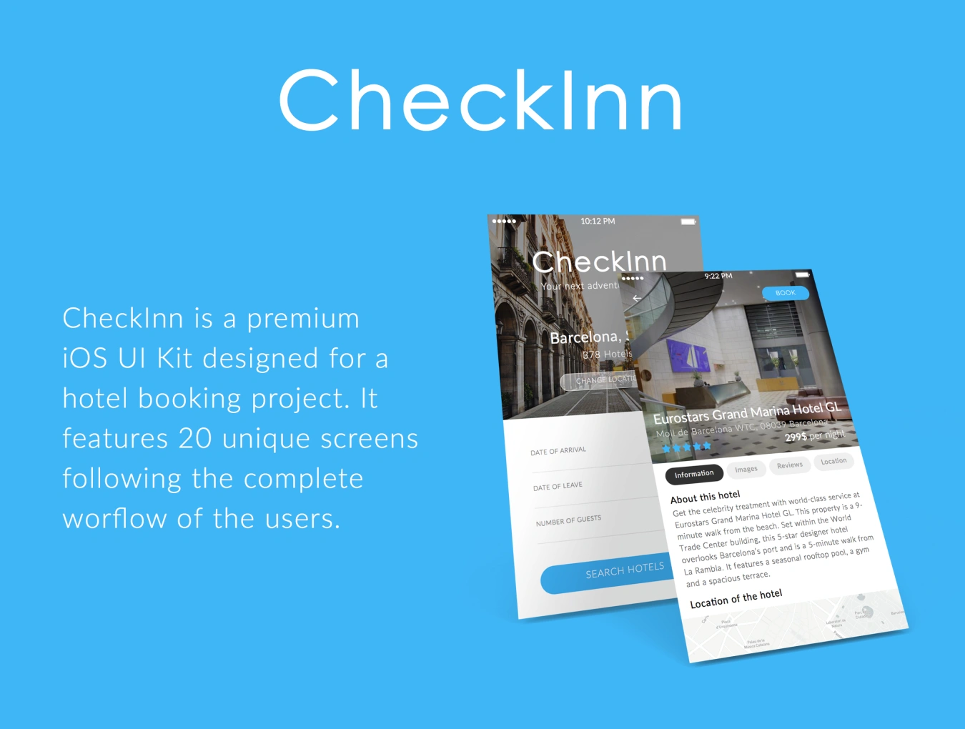 CheckInn - UI Kit酒店预订订单APPUI设计元素组件图标素材库模板