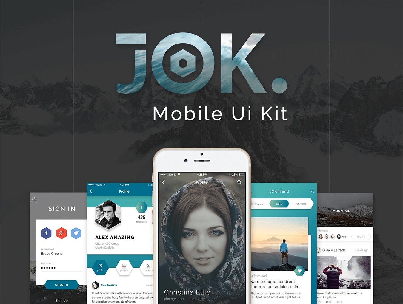 JOK UI欧美时尚简洁APPUI设计元素组件规范图标素材库模版
