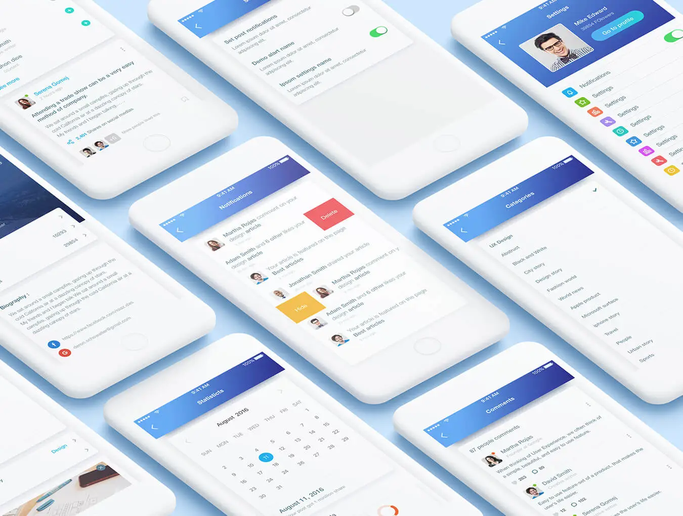 Articlex iOS Design社交文章博客数据图表APPUI设计元素组件规范图标素材库模版