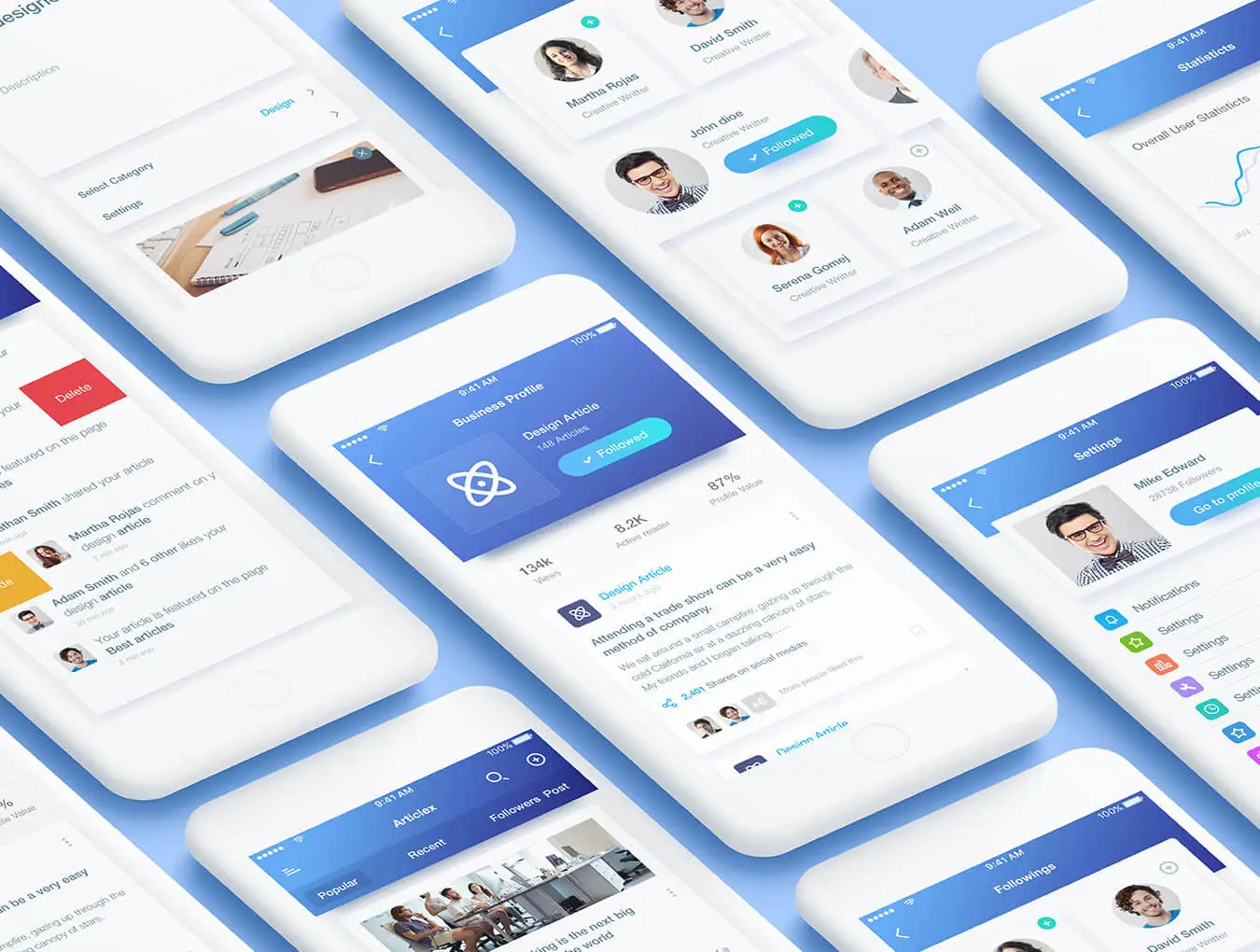 Articlex iOS Design社交文章博客数据图表APPUI设计元素组件规范图标素材库模版