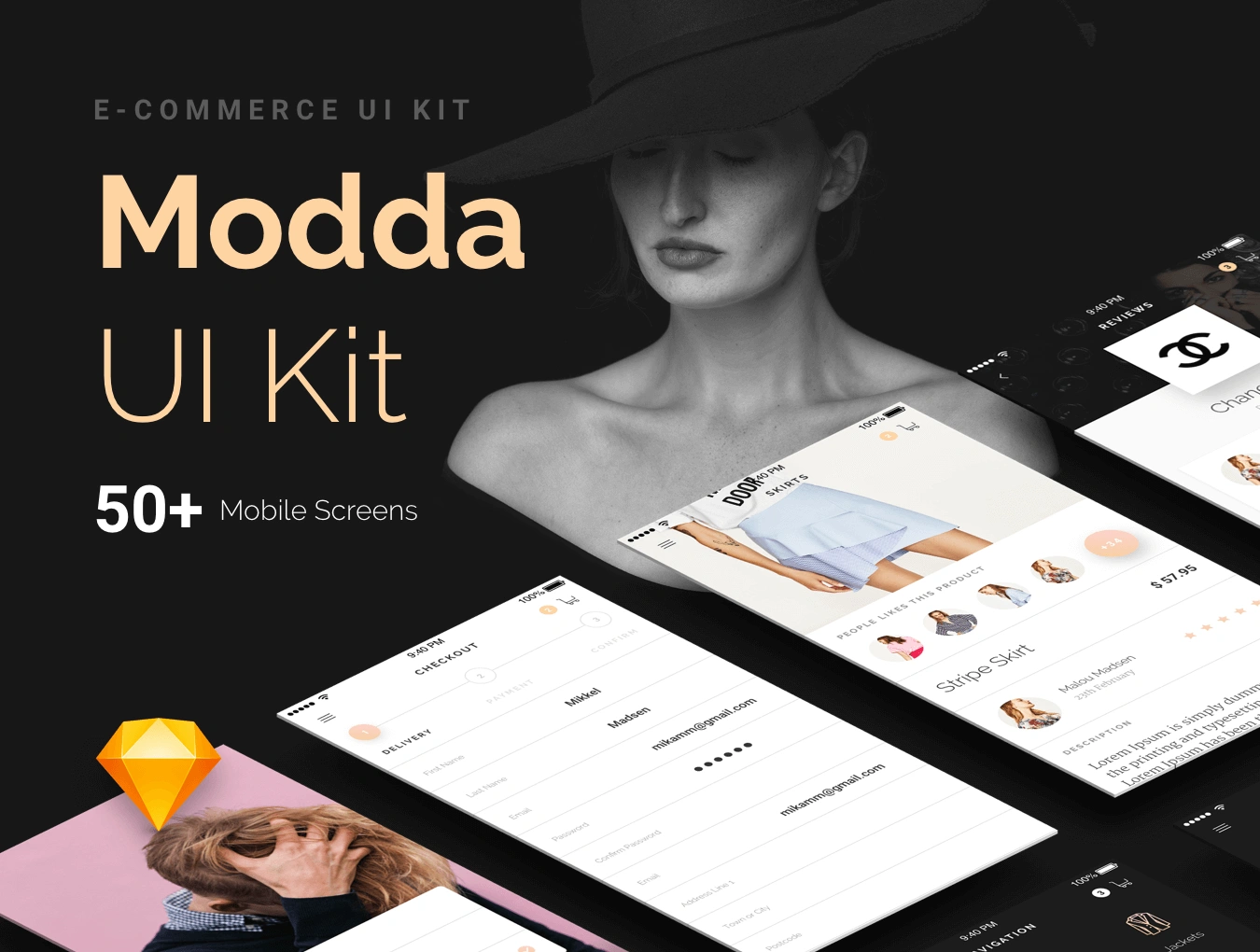 Modda E-Commerce UI Kit 欧美时尚电商购物APPUI设计元素组件规范图标素材库模版