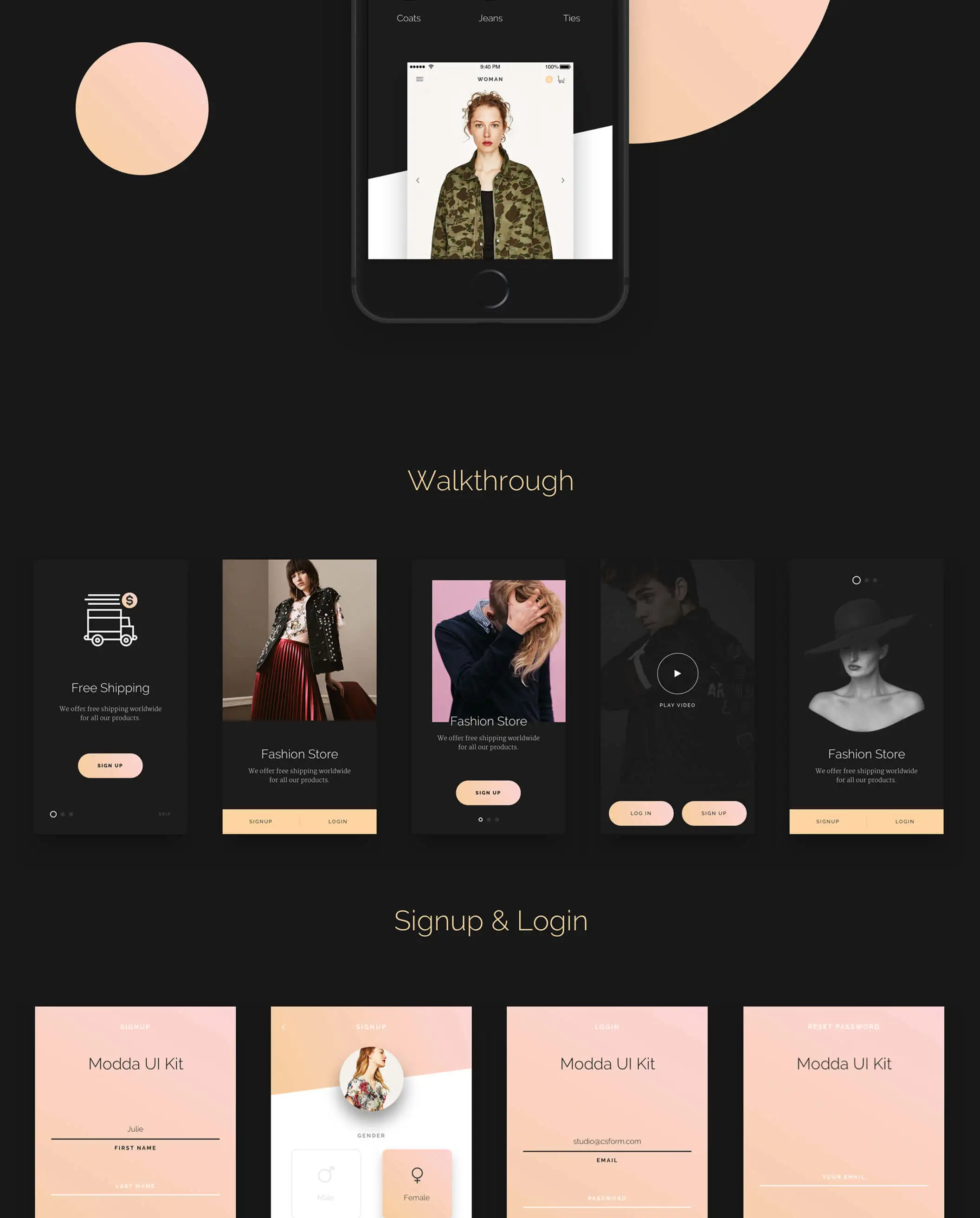 Modda E-Commerce UI Kit 欧美时尚电商购物APPUI设计元素组件规范图标素材库模版