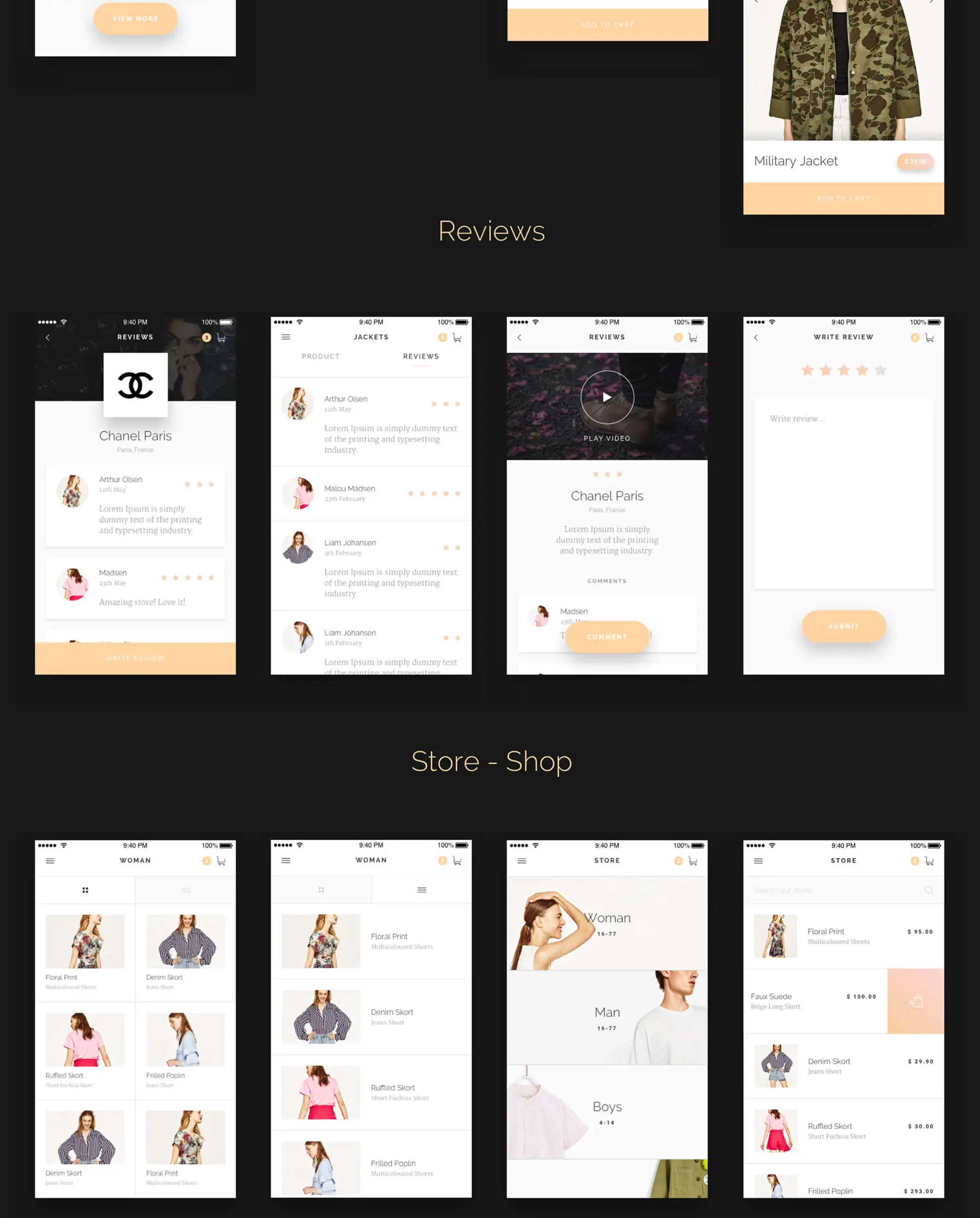 Modda E-Commerce UI Kit 欧美时尚电商购物APPUI设计元素组件规范图标素材库模版