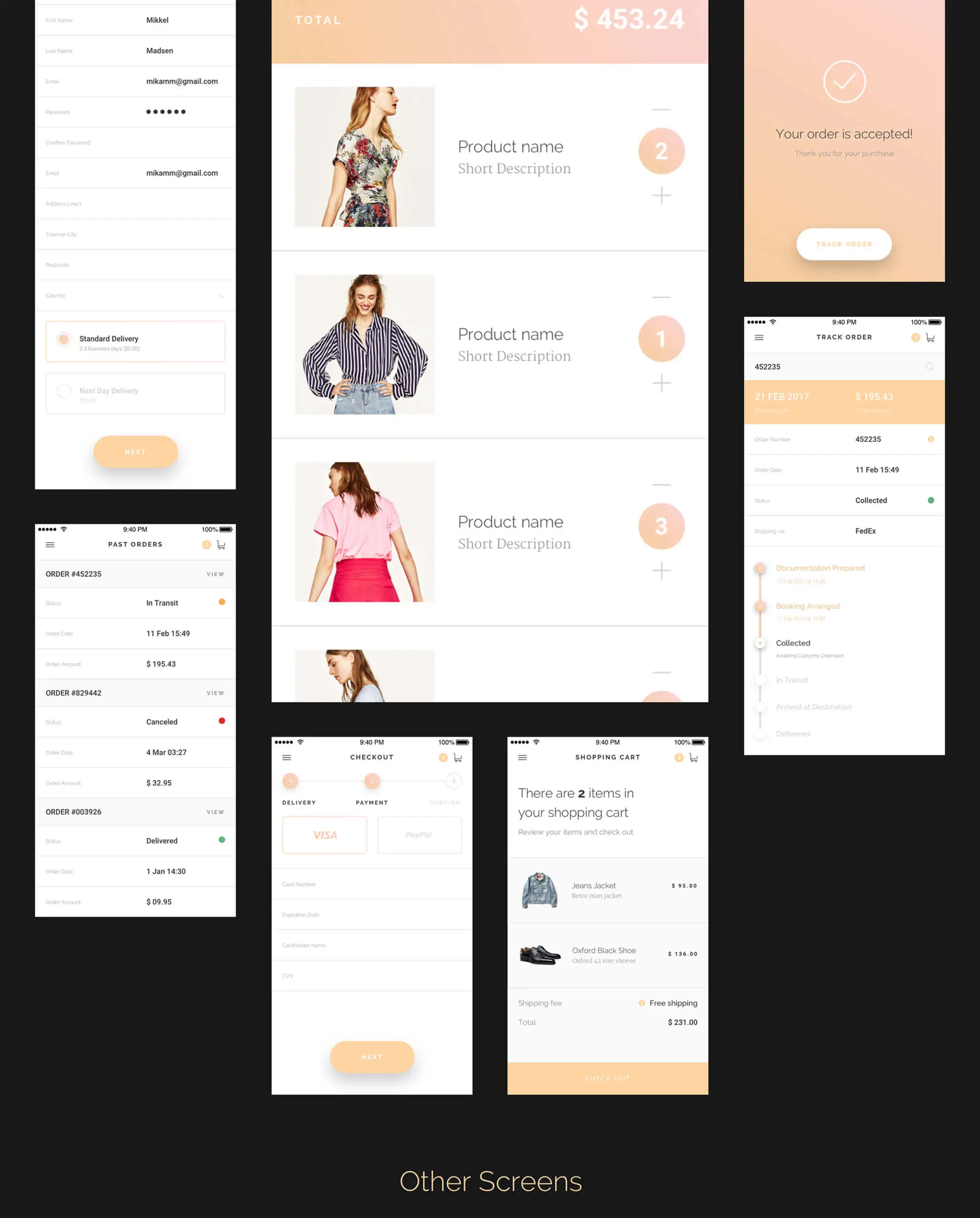 Modda E-Commerce UI Kit 欧美时尚电商购物APPUI设计元素组件规范图标素材库模版