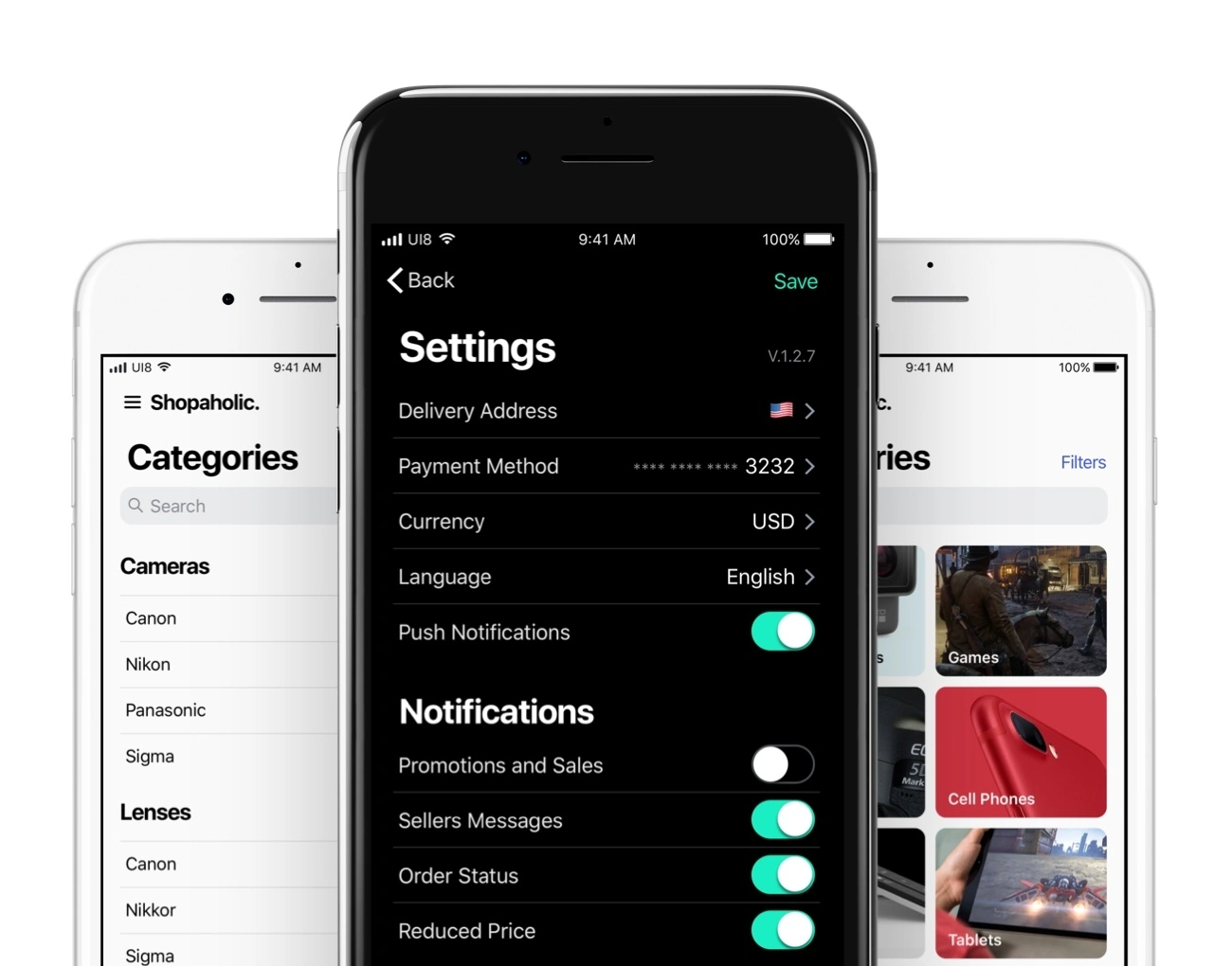 Shopaholic iOS 11 Kit全新电商购物APPUI设计元素组件规范图标素材库模版