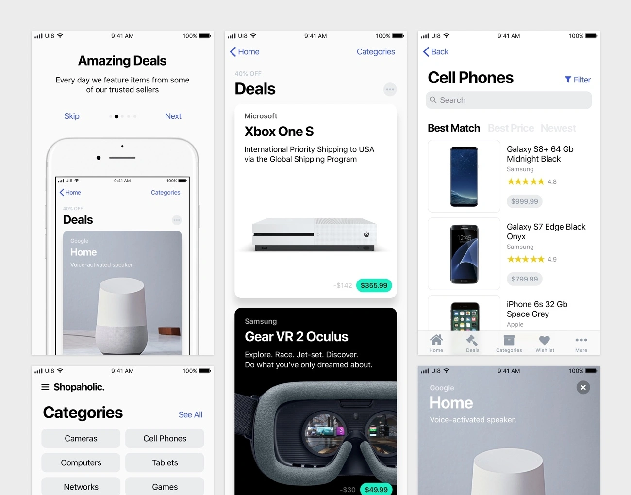 Shopaholic iOS 11 Kit全新电商购物APPUI设计元素组件规范图标素材库模版