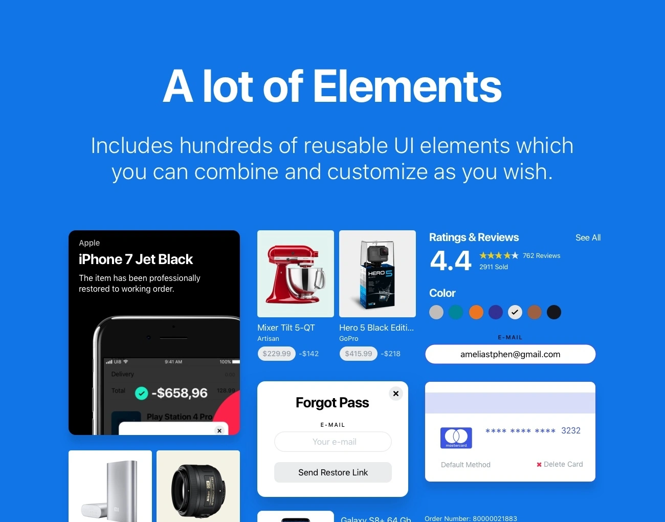 Shopaholic iOS 11 Kit全新电商购物APPUI设计元素组件规范图标素材库模版