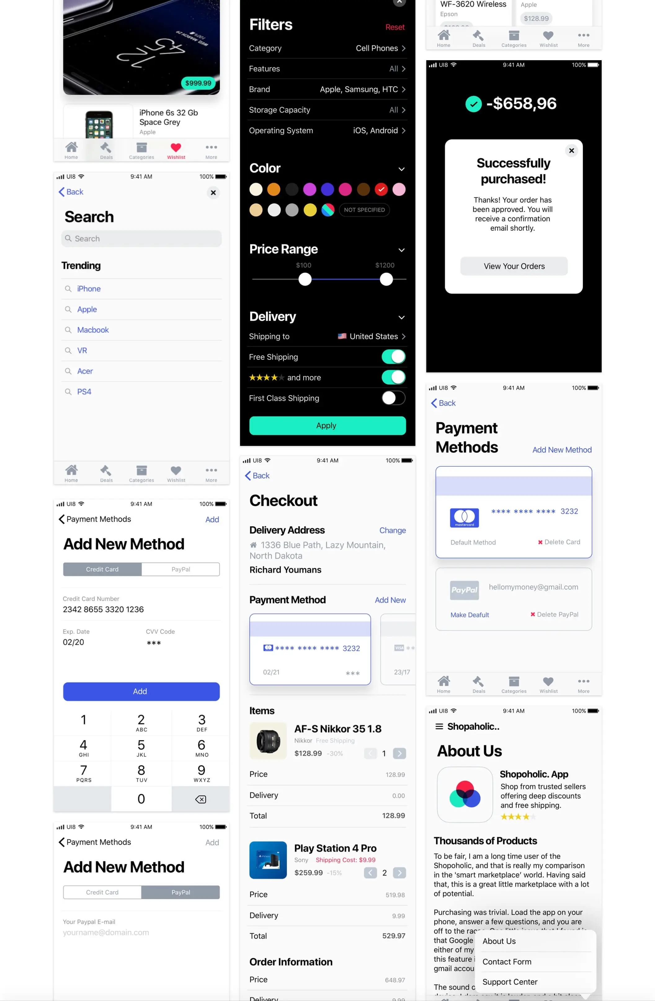 Shopaholic iOS 11 Kit全新电商购物APPUI设计元素组件规范图标素材库模版