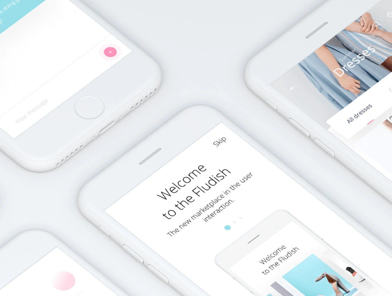 Fludish Sketch UI Kit清新简洁小众APPUI设计元素组件规范图标素材库模版