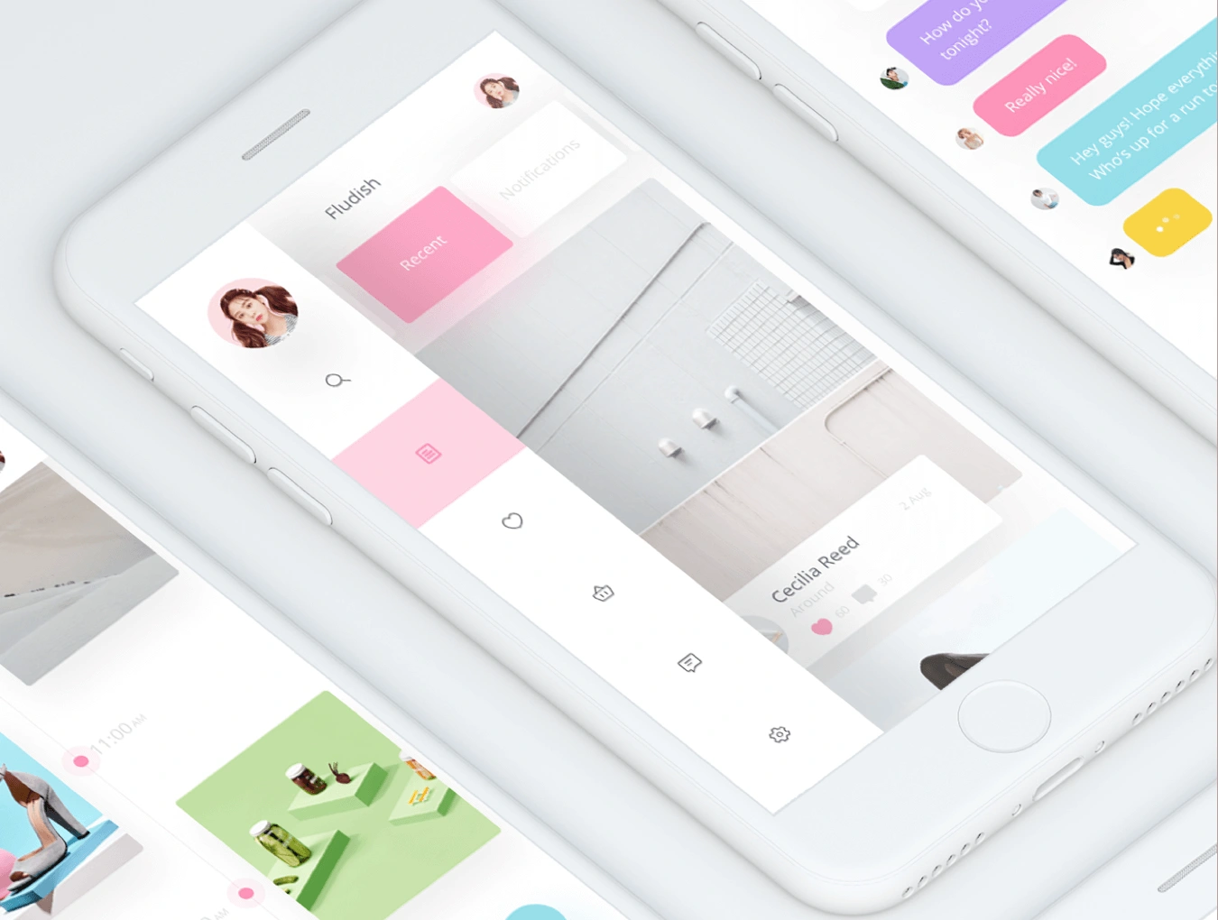 Fludish Sketch UI Kit清新简洁小众APPUI设计元素组件规范图标素材库模版