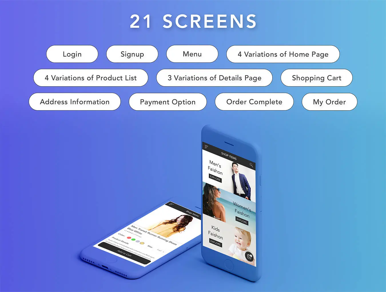 E-Shop - eCommerce Mobile App UI KIT电商购物网店APPUI设计元素组件规范图标素材库模版