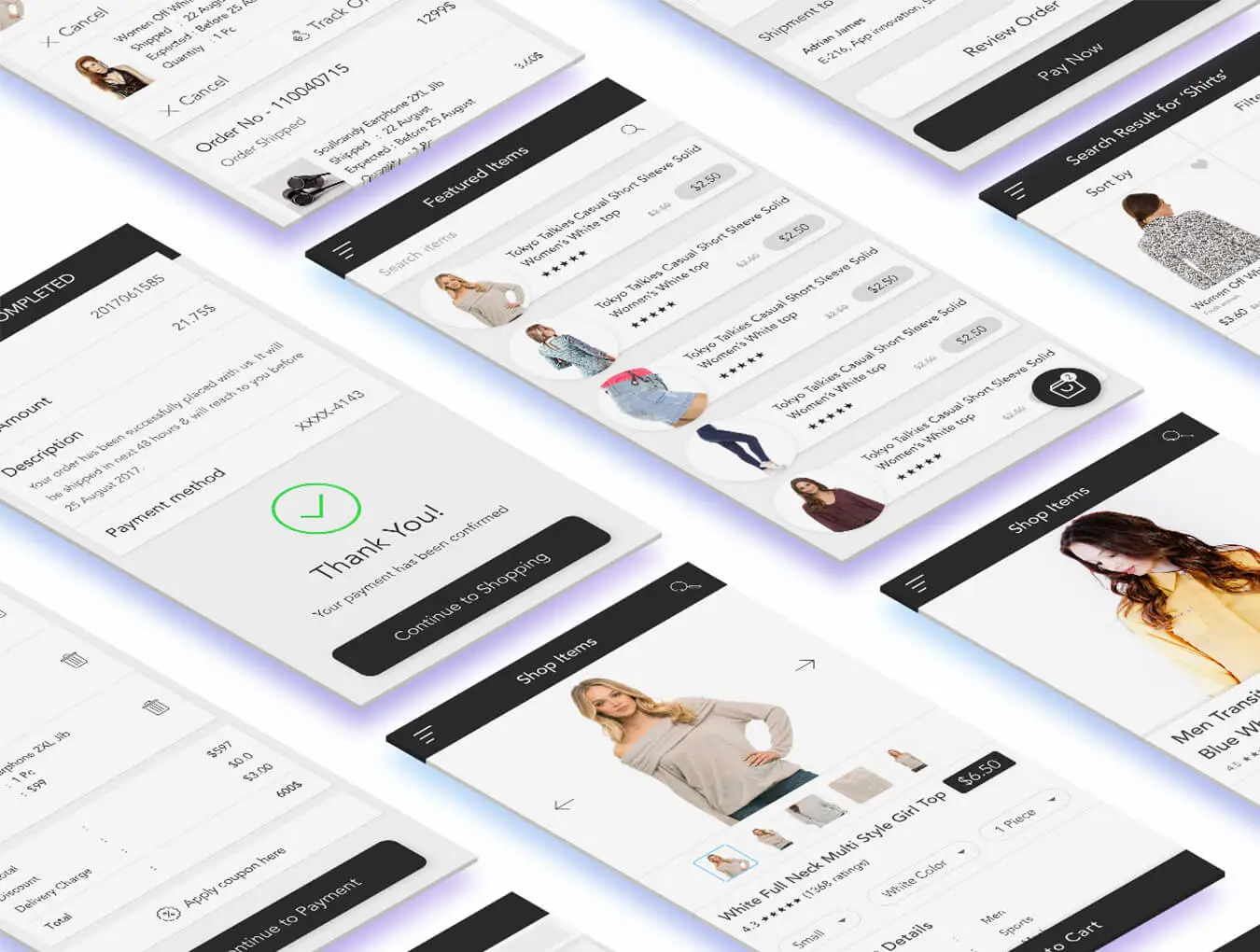 E-Shop - eCommerce Mobile App UI KIT电商购物网店APPUI设计元素组件规范图标素材库模版