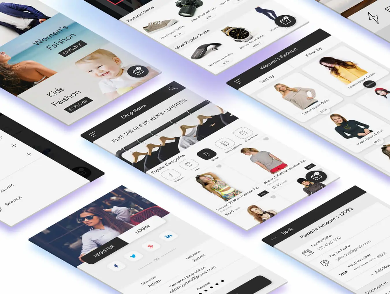 E-Shop - eCommerce Mobile App UI KIT电商购物网店APPUI设计元素组件规范图标素材库模版