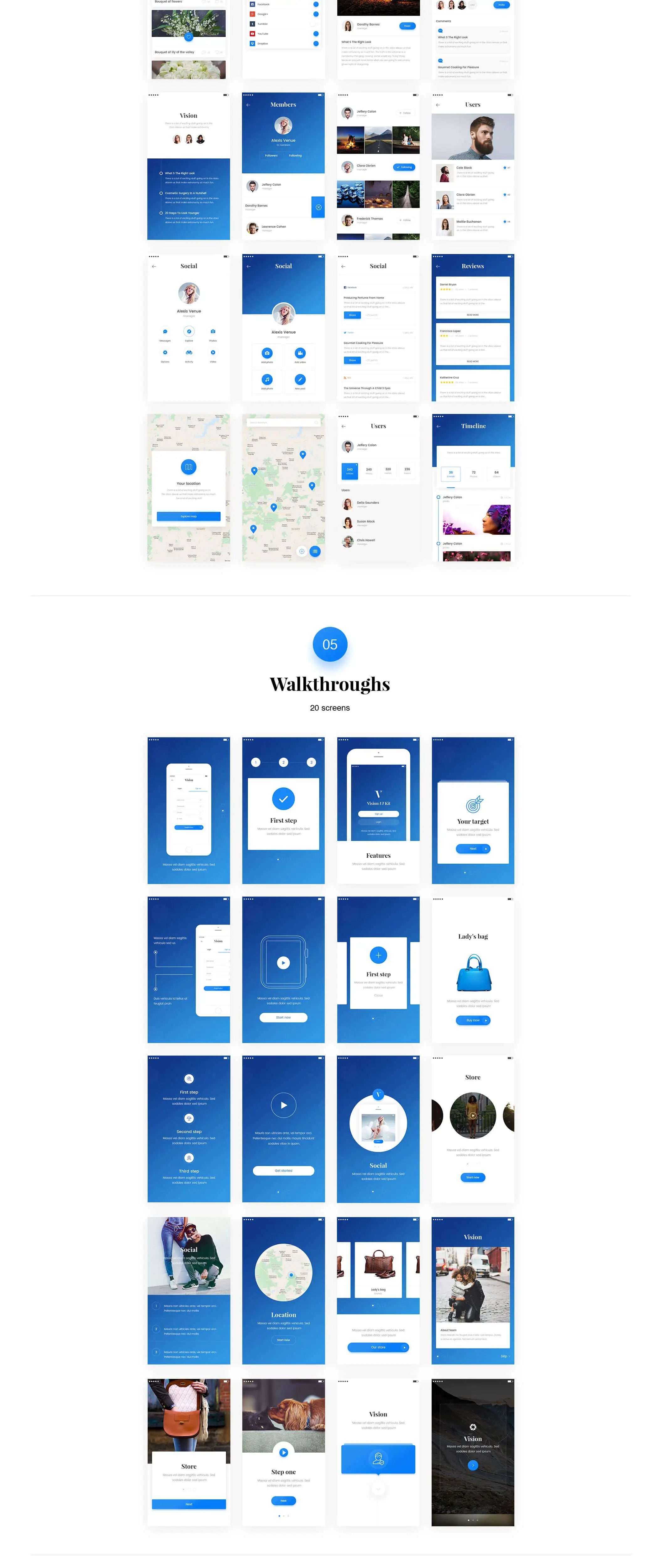Vision App Mobile社交电商图表导航APPUI设计元素组件规范图标素材库模版