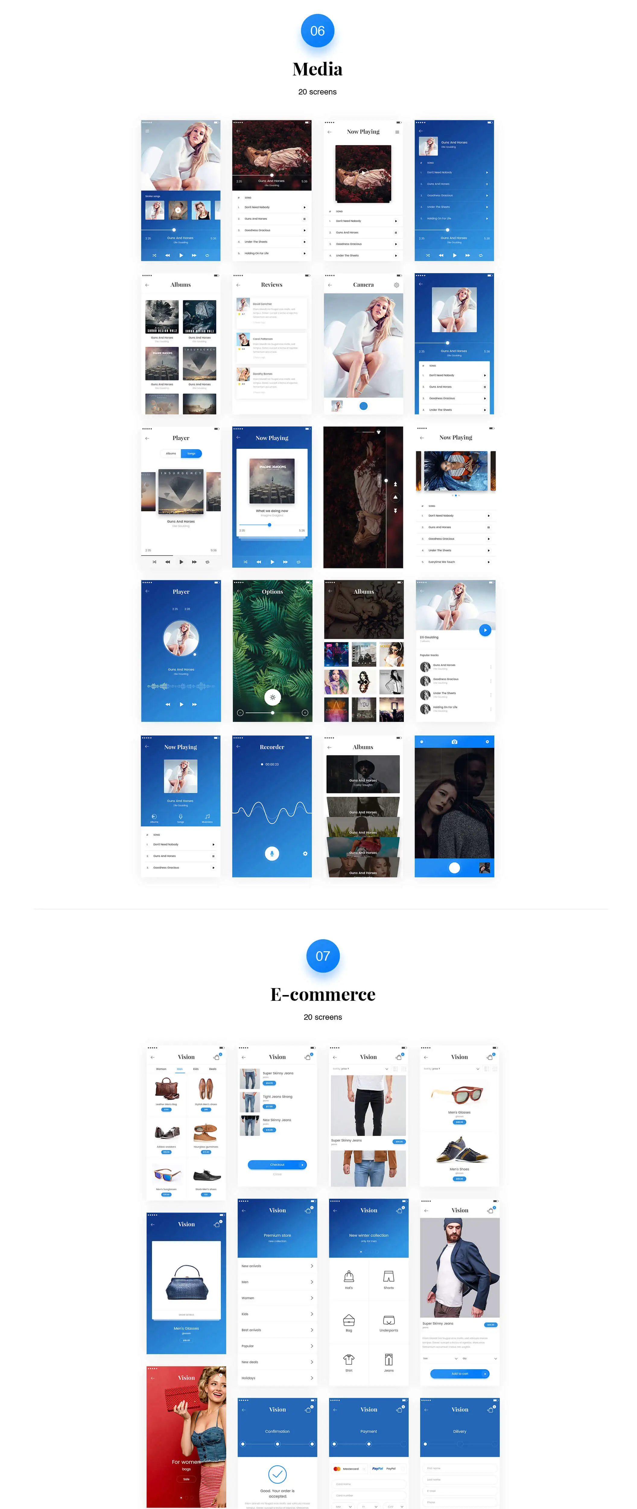 Vision App Mobile社交电商图表导航APPUI设计元素组件规范图标素材库模版