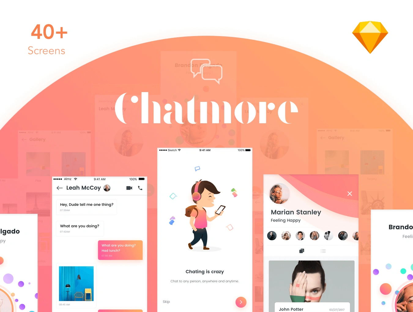 Chat More UI KIT社交聊天交友APPUI设计元素组件规范图标素材库模版
