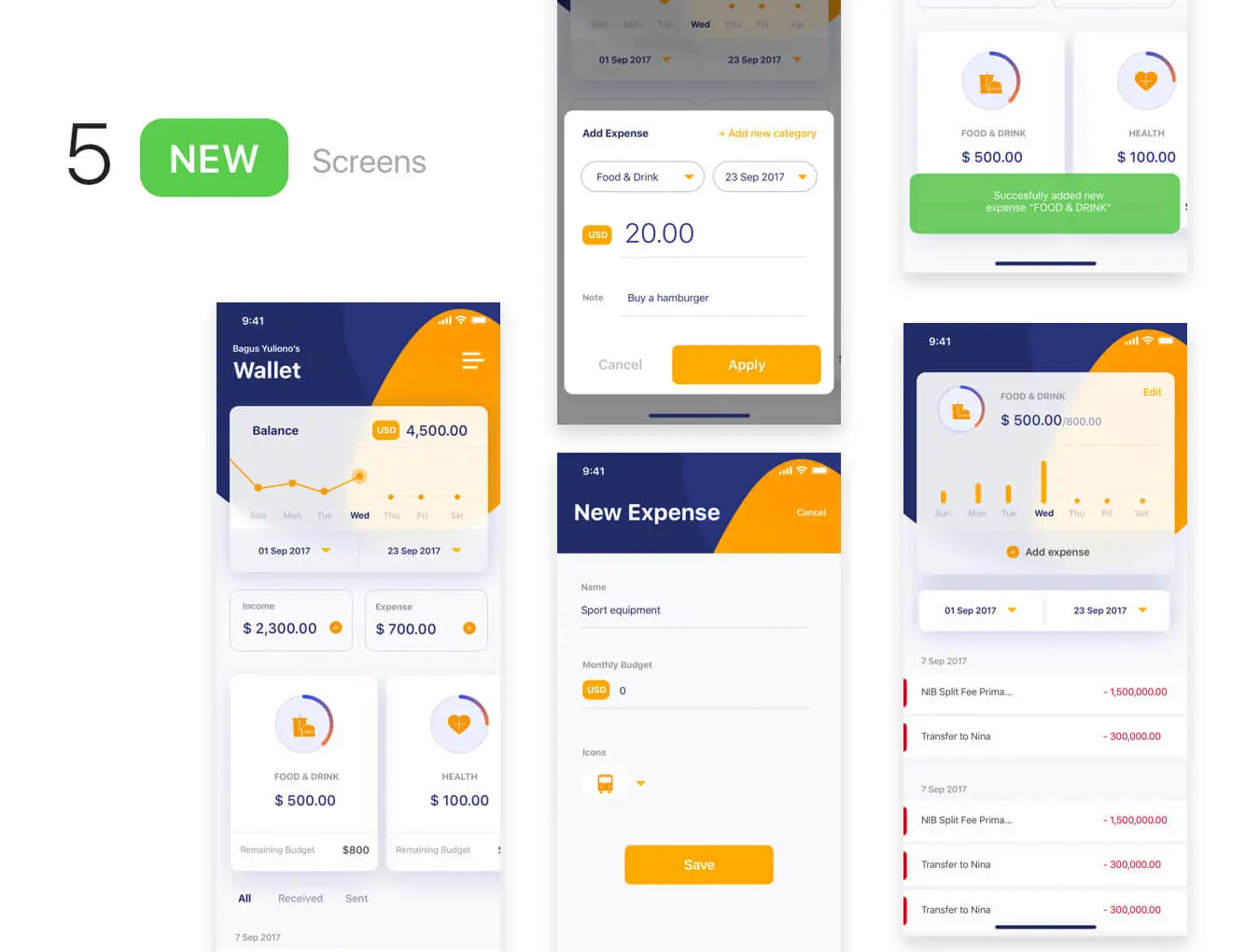 Finansi iOS UI Kit金融财务支出APPUI设计元素组件规范图标素材库模版
