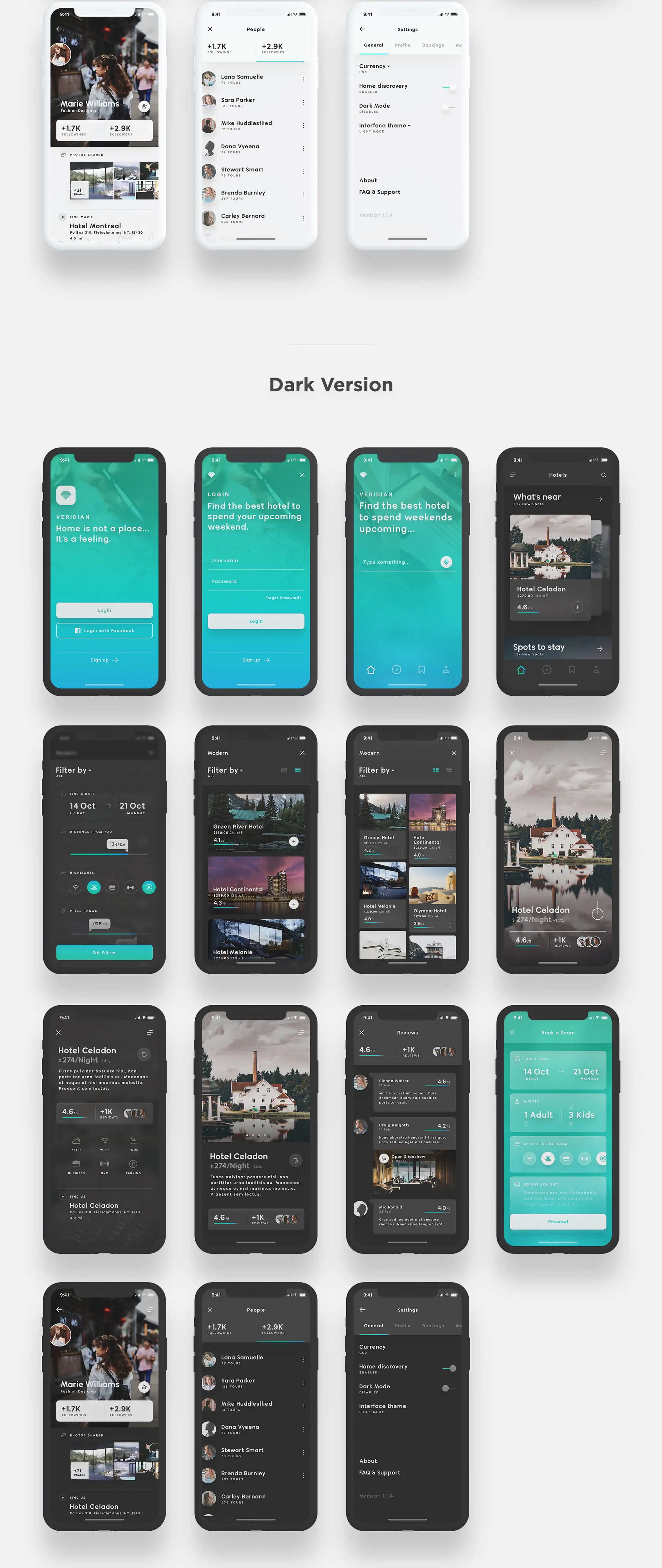 ——Veridian - Hotel Booking 酒店预订旅游旅行APPUI设计元素组件规范图标素材库模版