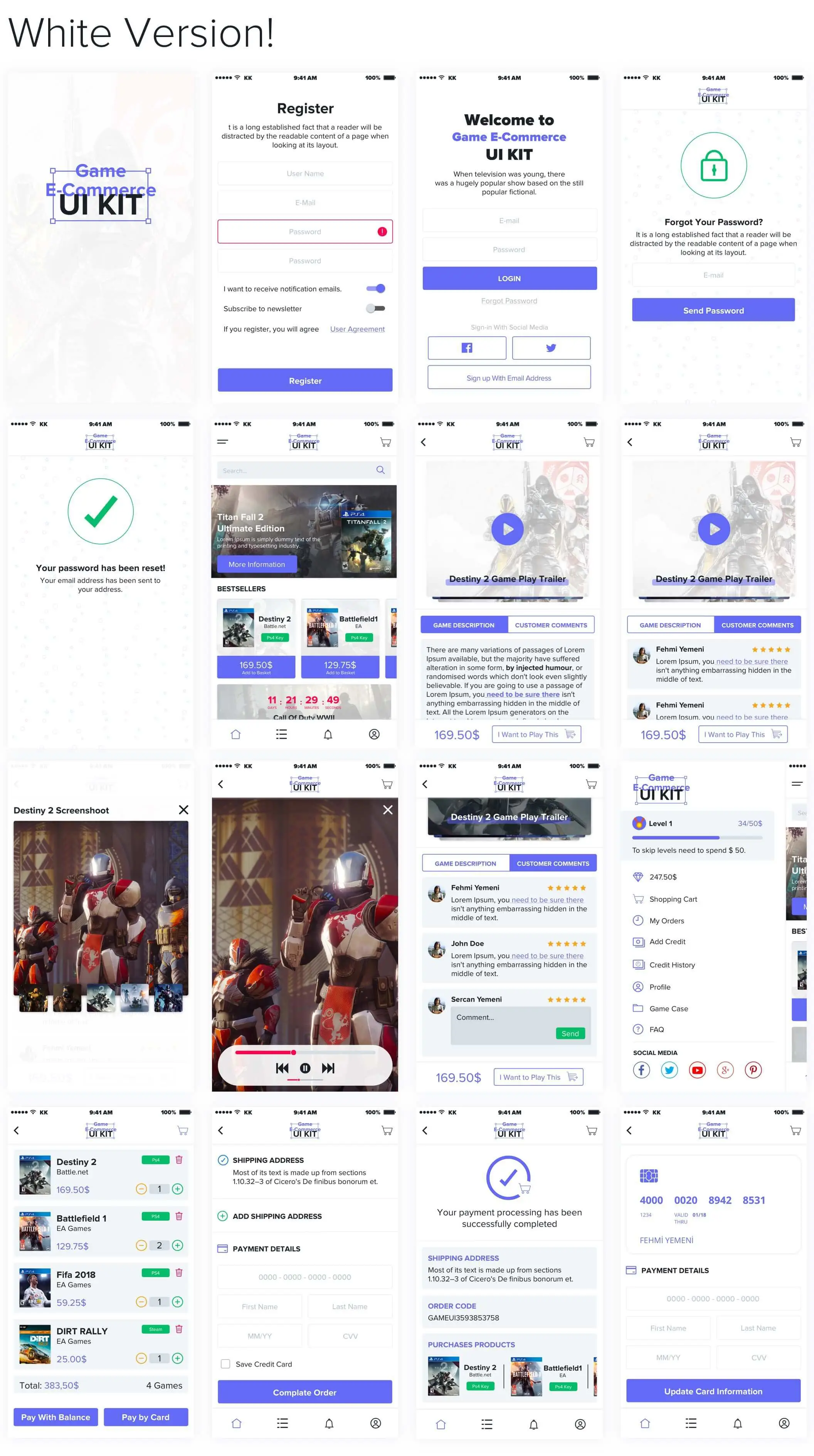 Game ECommerce UI Kit电子游戏购物移动电商APPUI设计元素组件规范图标素材库模版