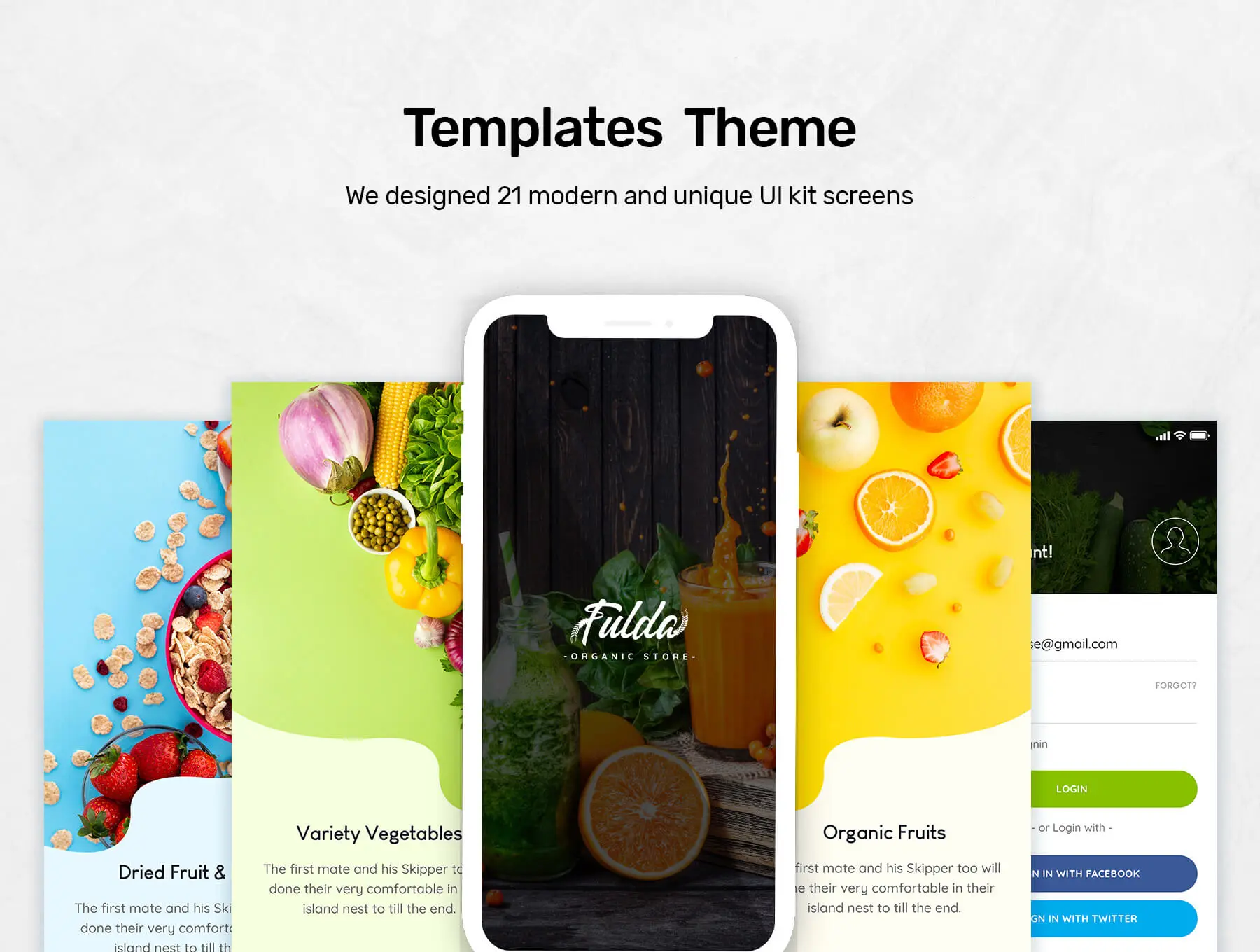 Fluda App Ui Kit水果蔬菜外卖订餐设计元素组件规范图标素材库模版