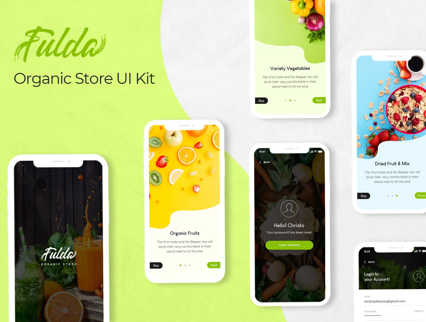 Fluda App Ui Kit水果蔬菜外卖订餐设计元素组件规范图标素材库模版
