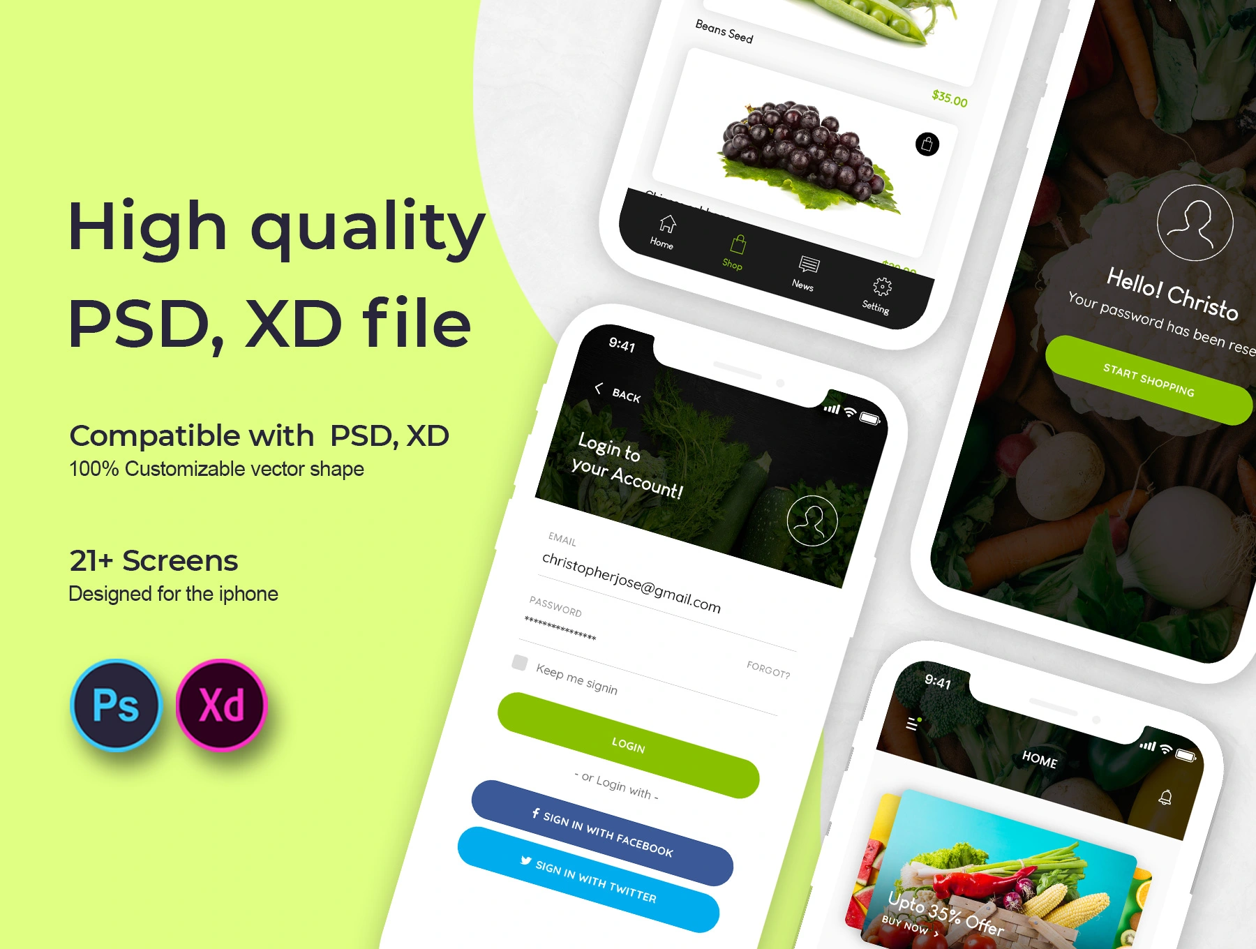 Fluda App Ui Kit水果蔬菜外卖订餐设计元素组件规范图标素材库模版