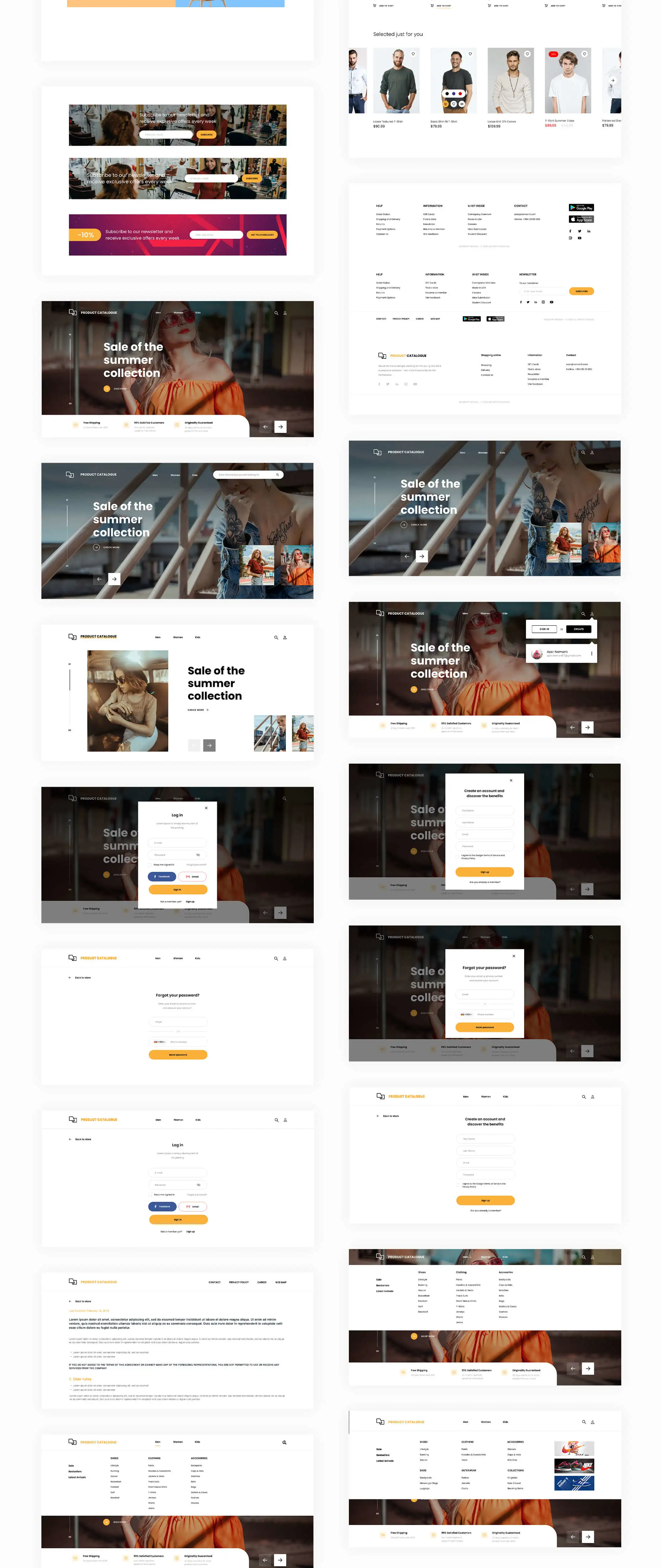 Product Catalogue UI Kit电商购物网站网页设计WebUI设计元素组件规范图标素材库模版