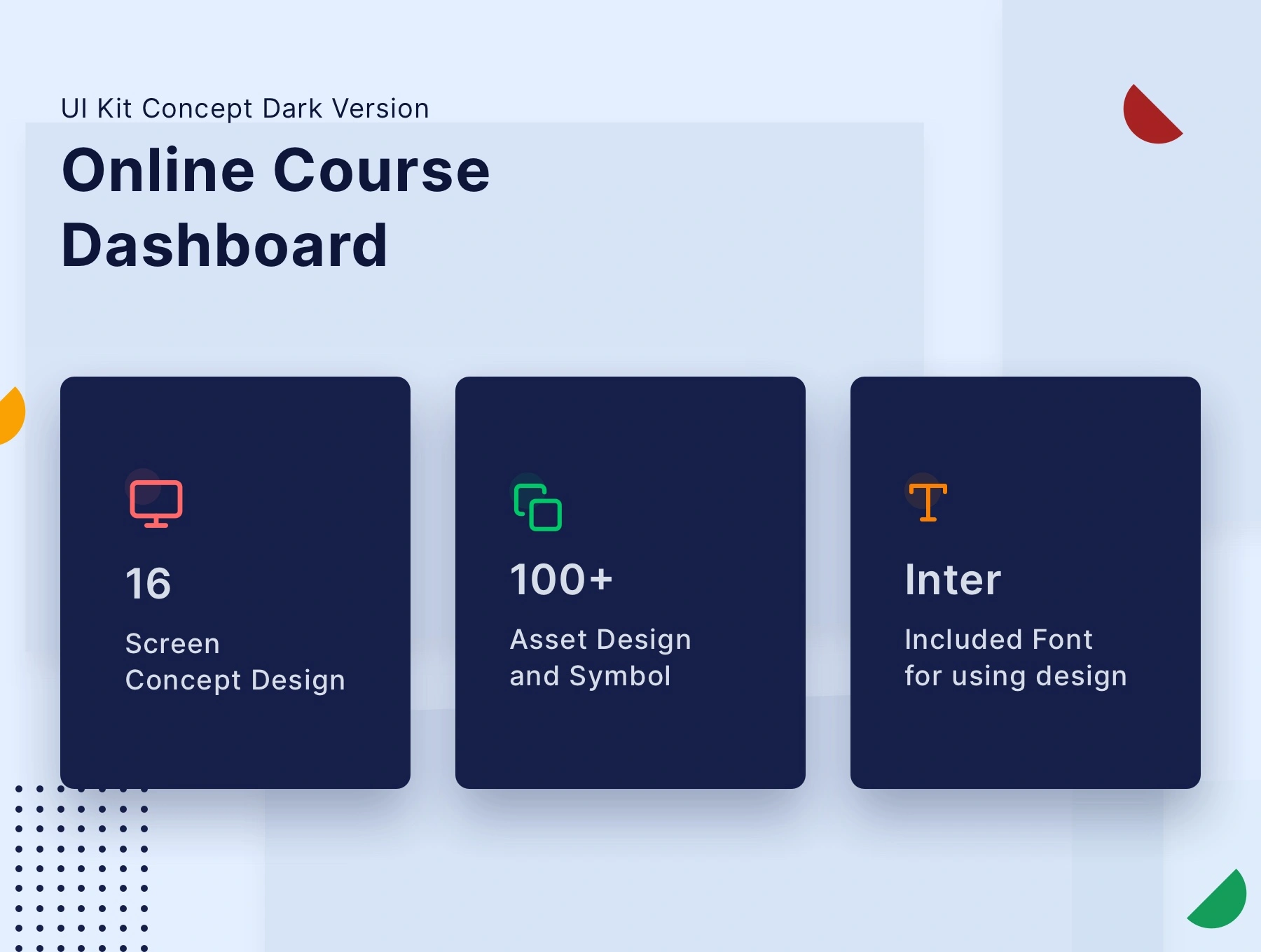 Online Course Dashboard kit教育在线课程课件深色版本WebUI设计元素组件规范图标素材库模版