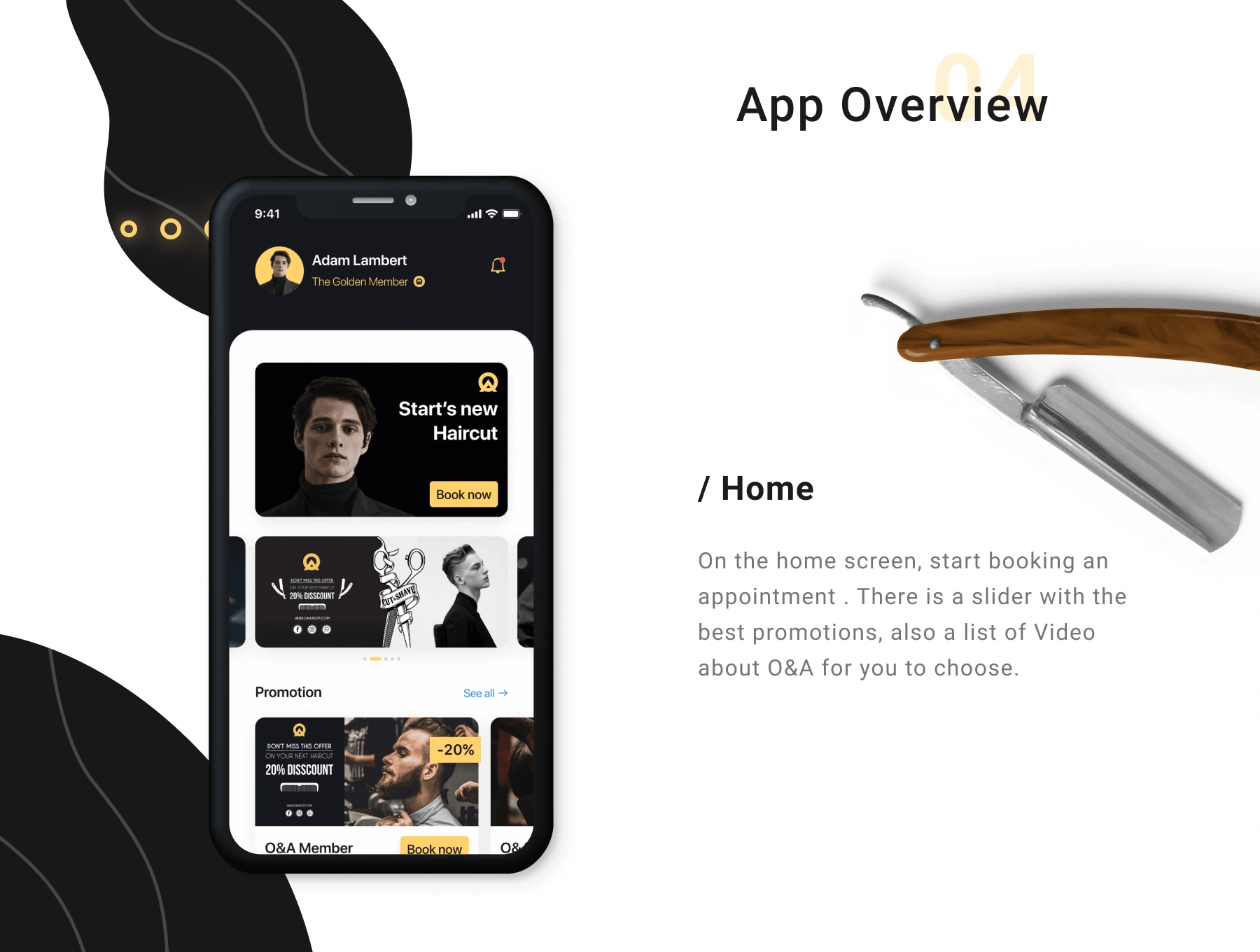 O&A - Haircut Booking UI 美发沙龙预订理发师服务定位APPUI设计元素组件规范图标素材库模版