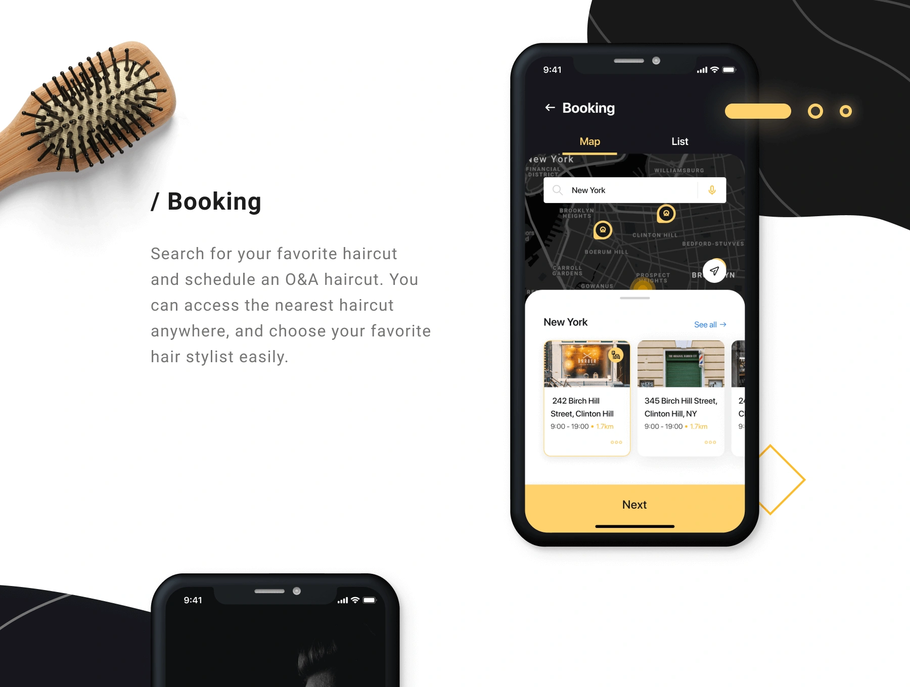 O&A - Haircut Booking UI 美发沙龙预订理发师服务定位APPUI设计元素组件规范图标素材库模版