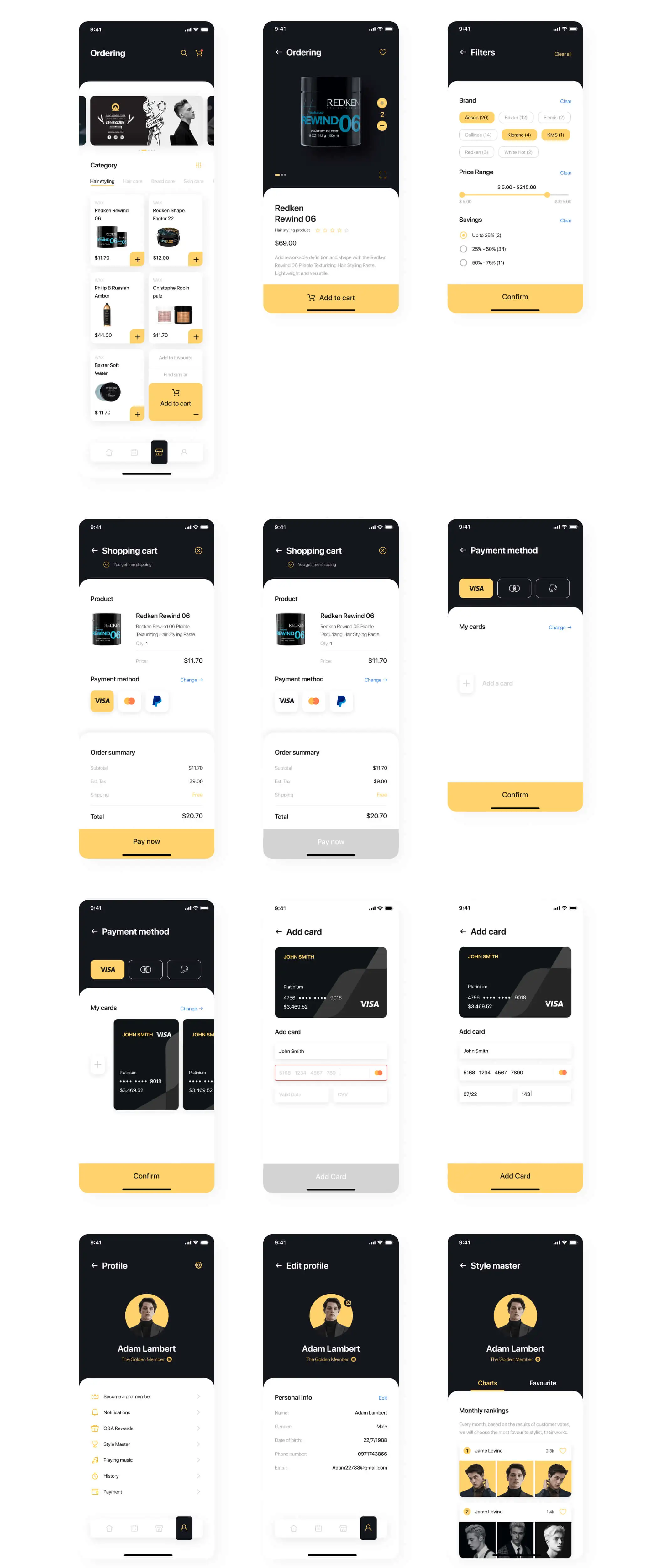 O&A - Haircut Booking UI 美发沙龙预订理发师服务定位APPUI设计元素组件规范图标素材库模版