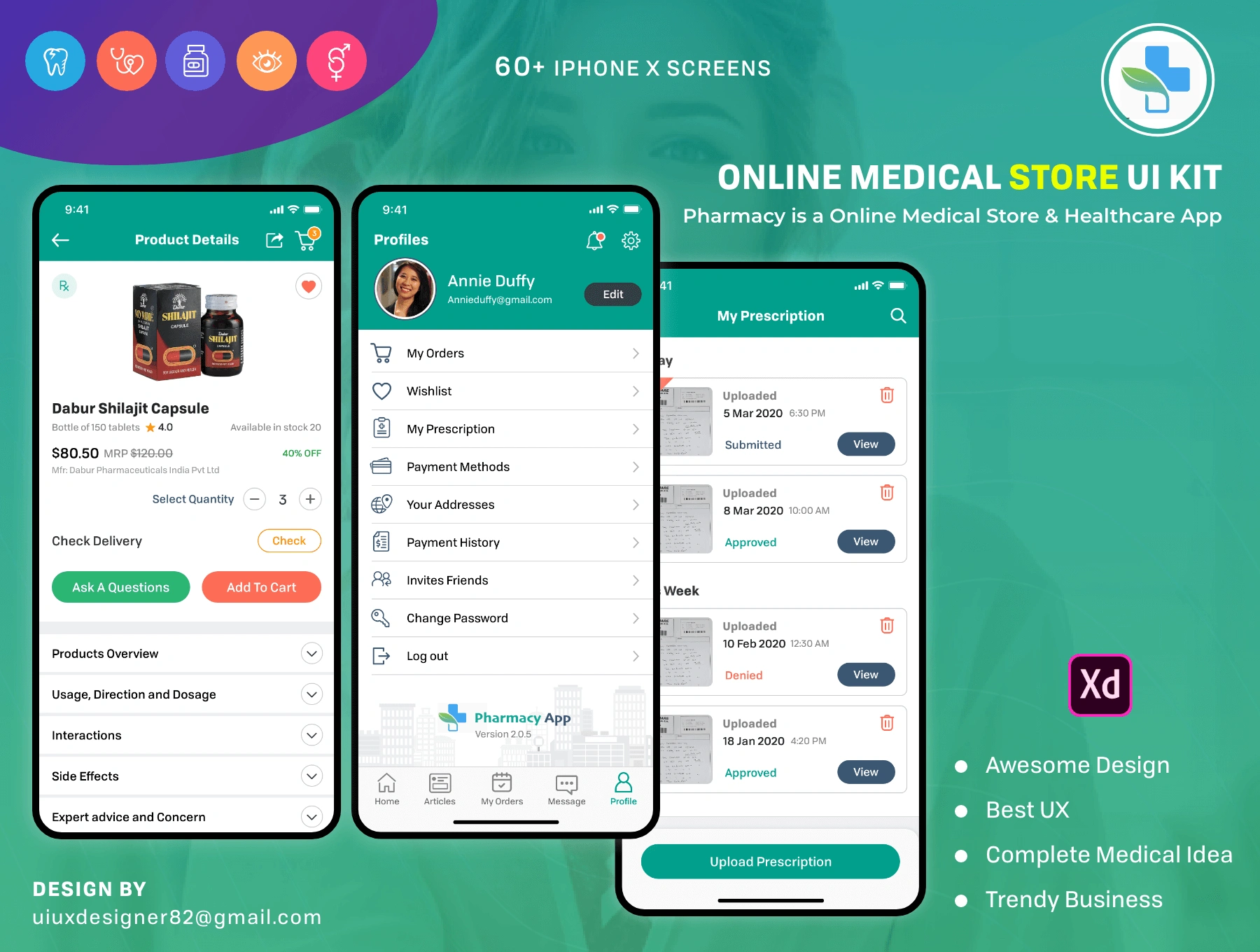 Medical Pharmacy UI 在线医疗药房健康社交药房保健服务APPUI设计元素组件规范图标素材库模版