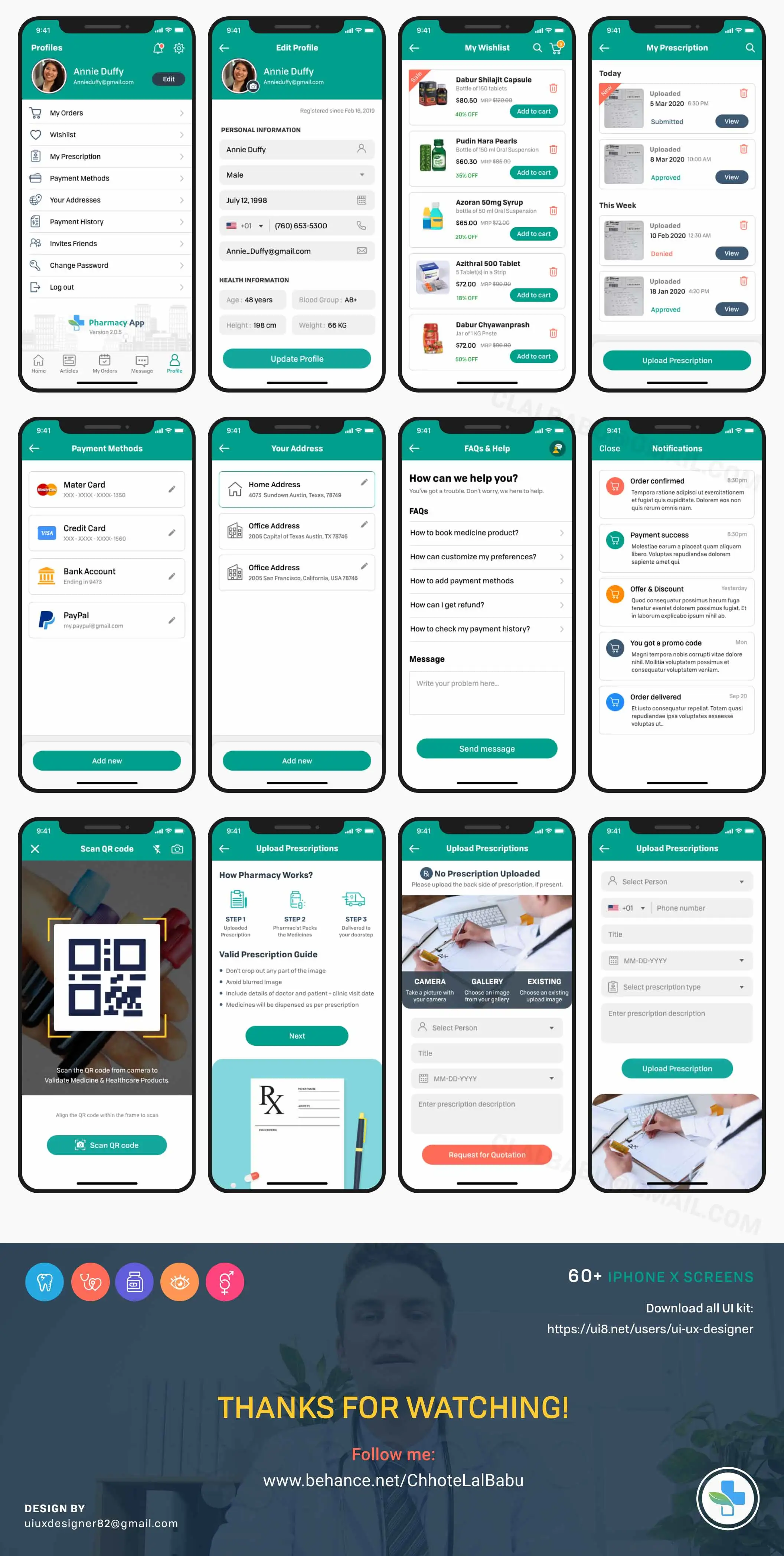 Medical Pharmacy UI 在线医疗药房健康社交药房保健服务APPUI设计元素组件规范图标素材库模版