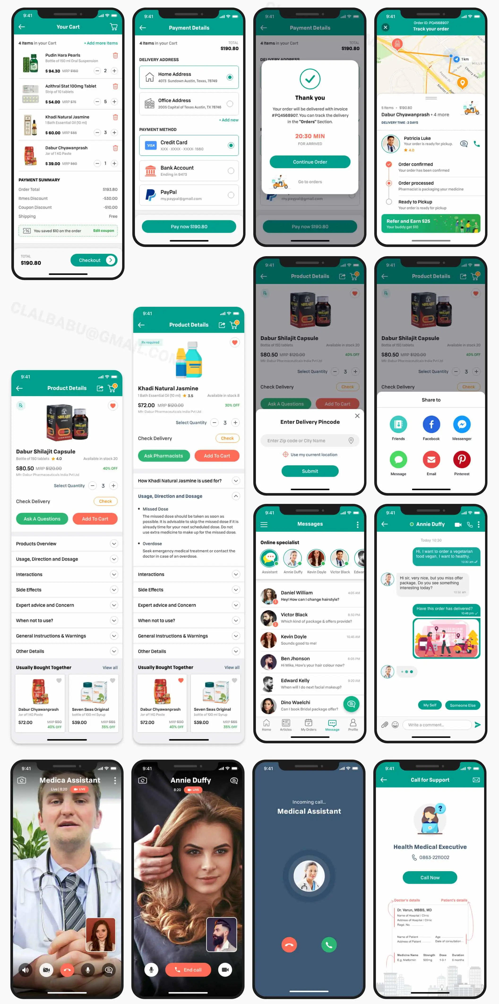 Medical Pharmacy UI 在线医疗药房健康社交药房保健服务APPUI设计元素组件规范图标素材库模版