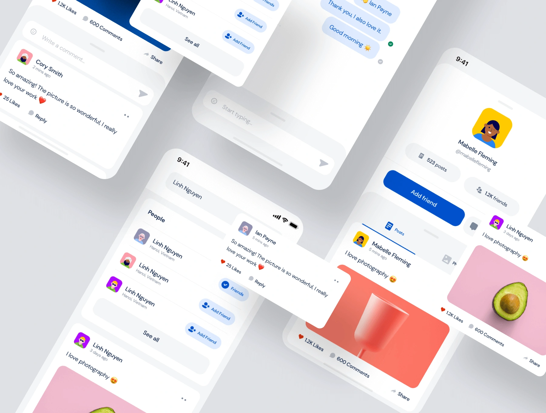 SSocial - App UI 社交网络平台聊天交友设计元素组件规范图标素材库模版