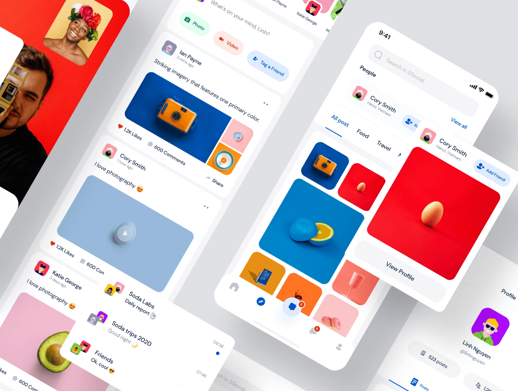 SSocial - App UI 社交网络平台聊天交友设计元素组件规范图标素材库模版