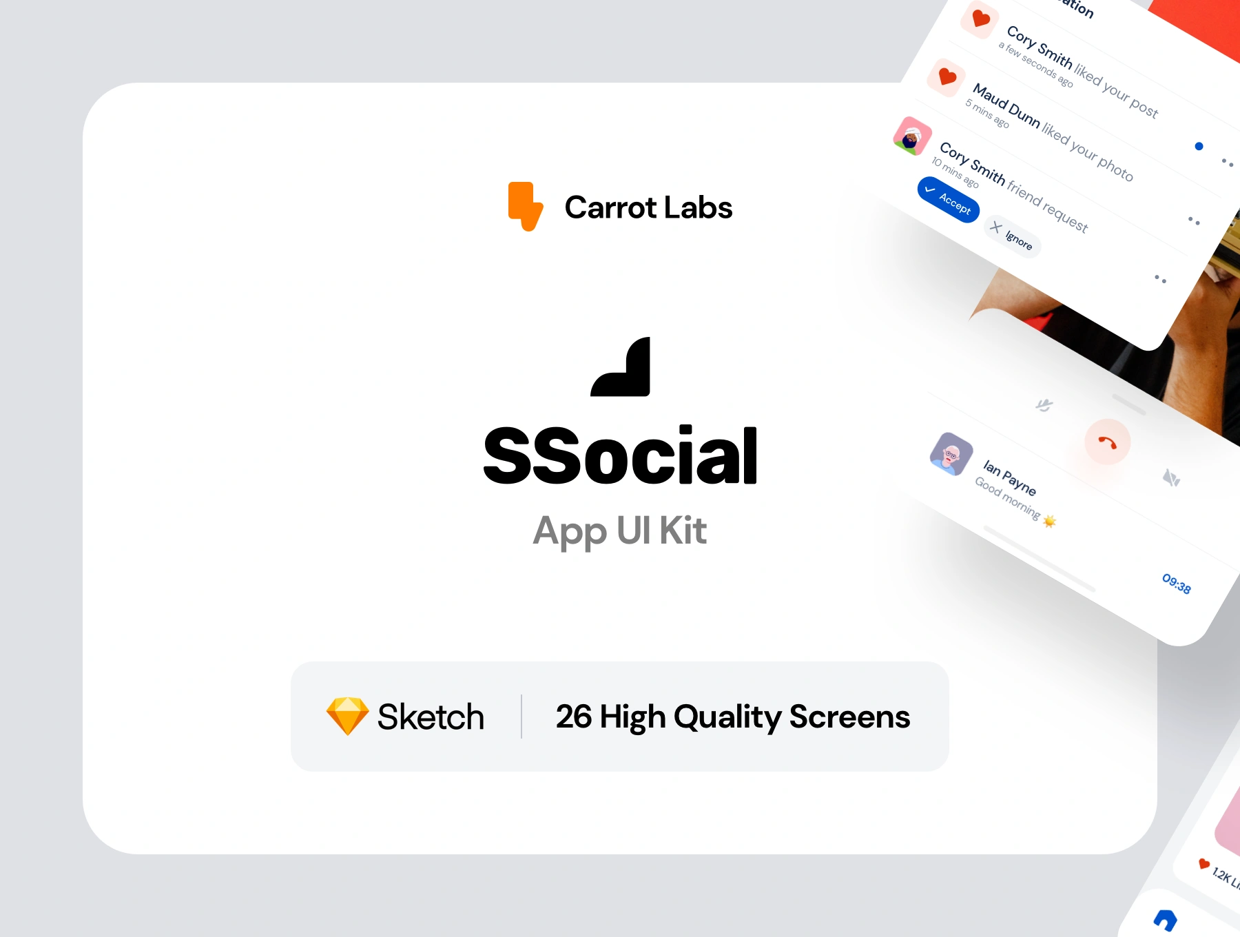 SSocial - App UI 社交网络平台聊天交友设计元素组件规范图标素材库模版