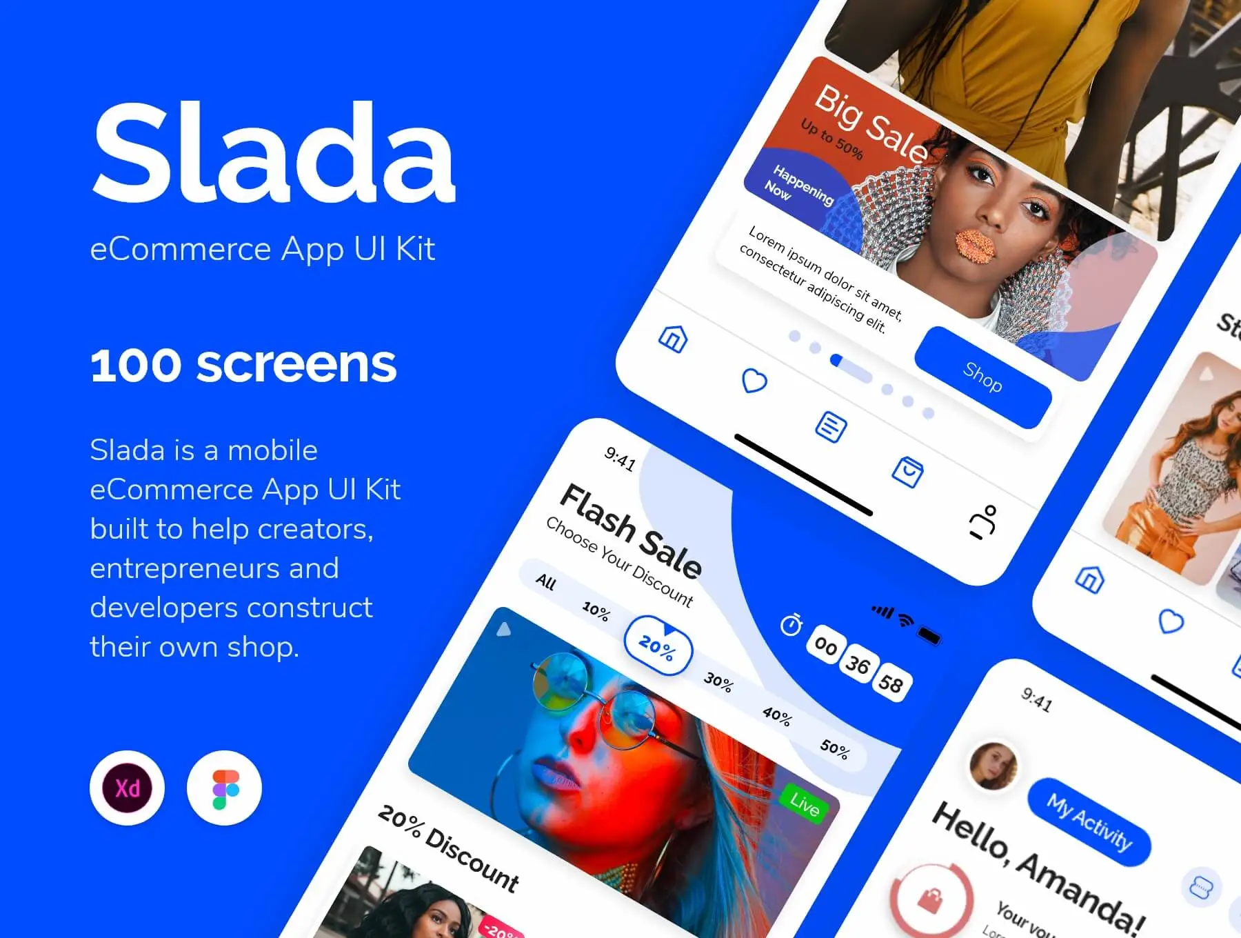 Slada — eCommerce App UI 100+界面电商购物企业创业者开设店铺商店设计元素组件规范图标素材库模版