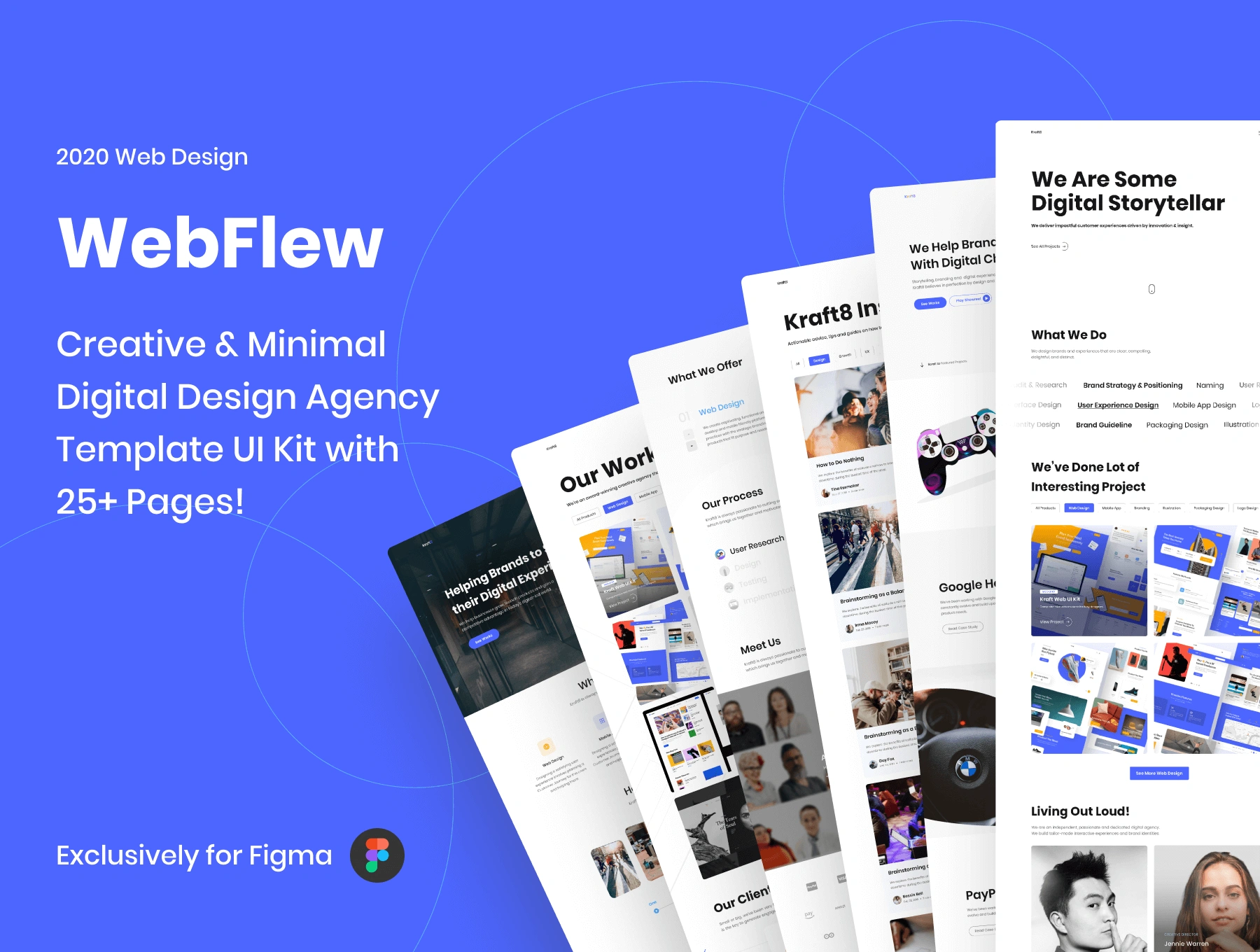 Webflew UI-蓝色企业网站定制70+界面及组件网页设计WebUI设计元素组件规范图标素材库模版