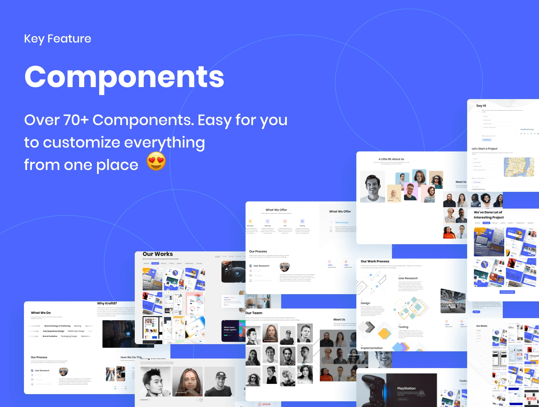 Webflew UI-蓝色企业网站定制70+界面及组件网页设计WebUI设计元素组件规范图标素材库模版