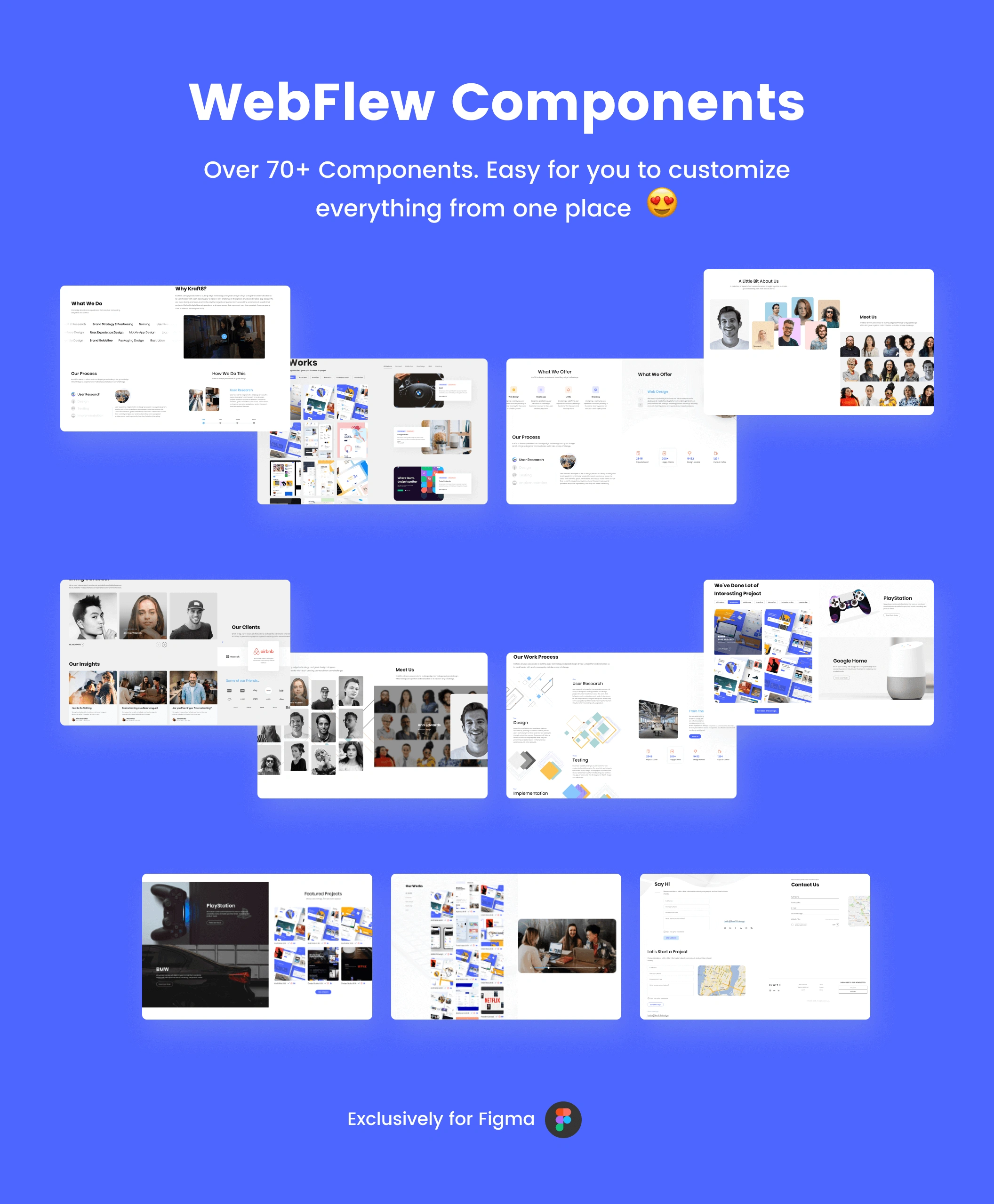 Webflew UI-蓝色企业网站定制70+界面及组件网页设计WebUI设计元素组件规范图标素材库模版
